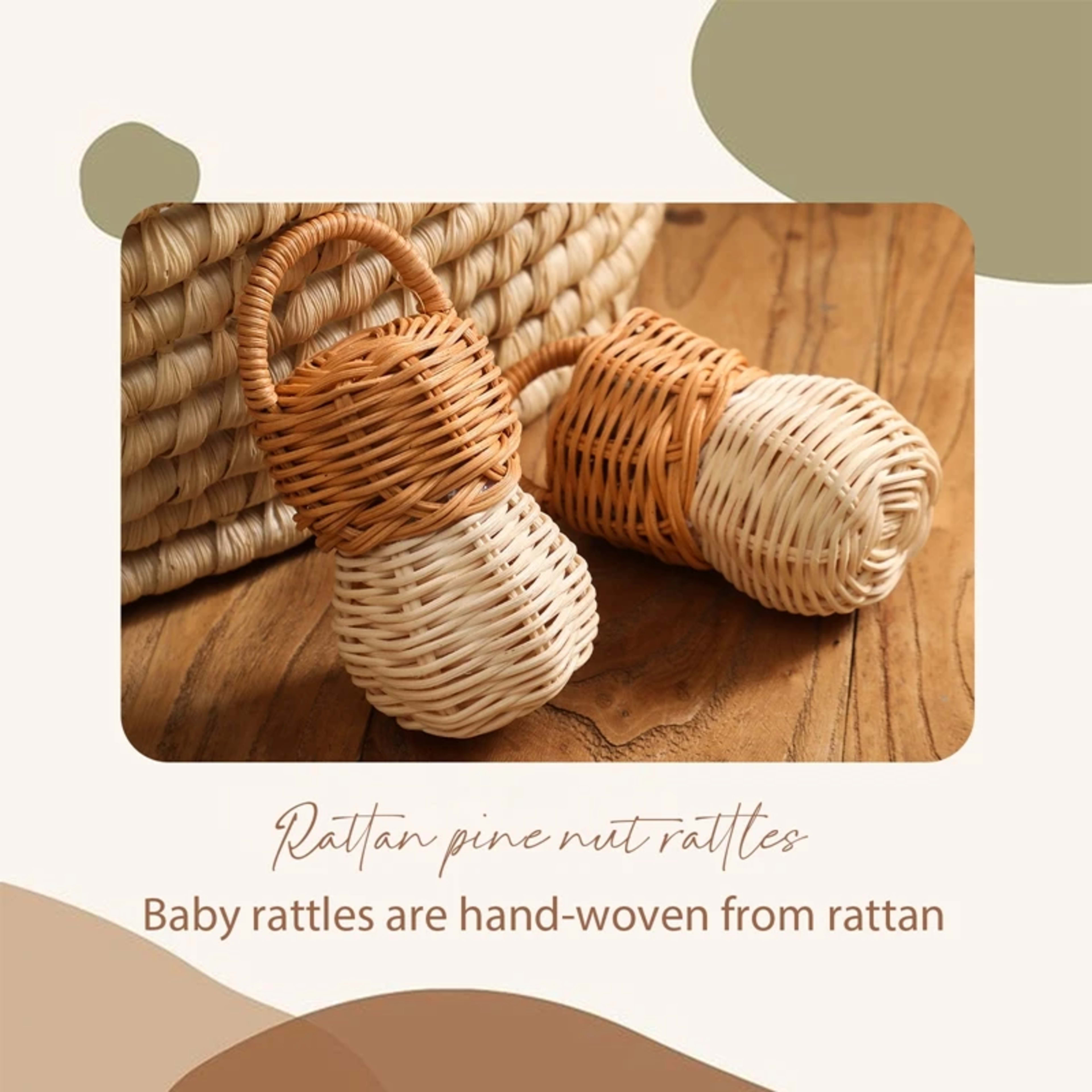 Baby Toys  Rattan Pine Bell  Wooden Rattan Toys  Wooden Baby Rattle  Rattan Toy  Bell rattle Toy Baby pro  Baby Comfort  2