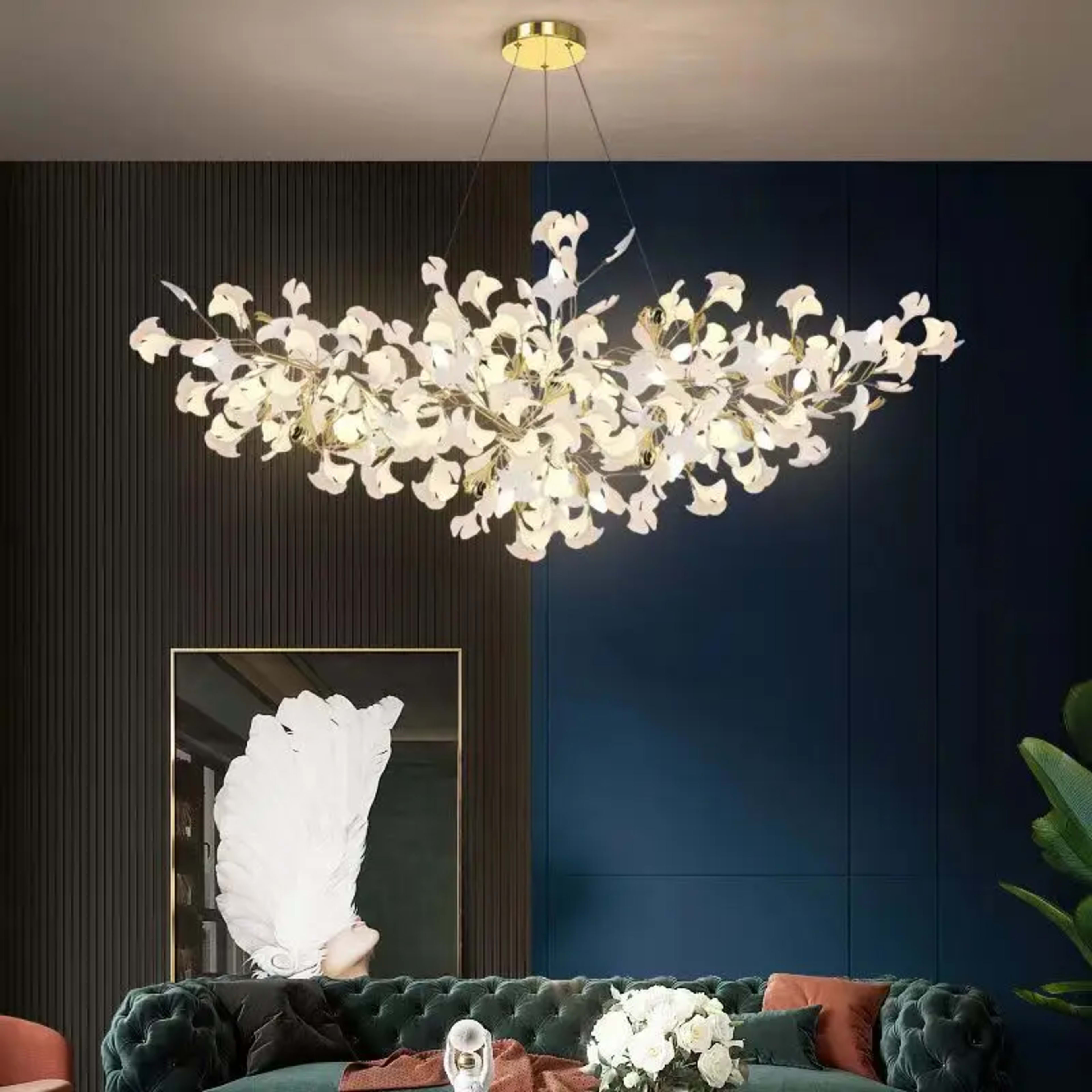 Modern LED Pendant Lights Home Decoration Bedroom Dining Living Room Ceiling Chandelier Ginkgo Leaf Art Long Lighting Fi 1