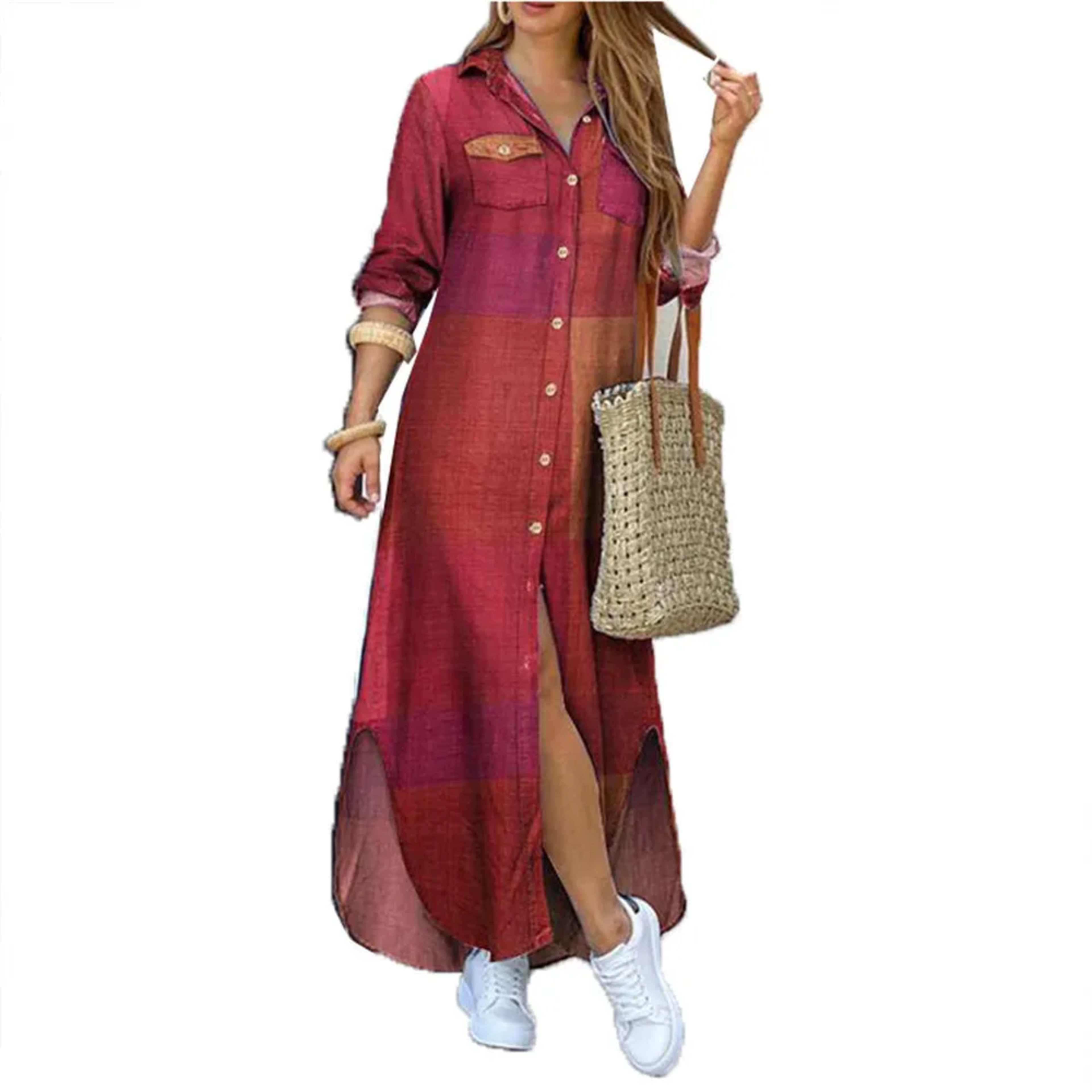 Women Dresses 2026 new fashion sexy single-breasted long dress loose lapel spring autumn women's clothing vestidoes 10