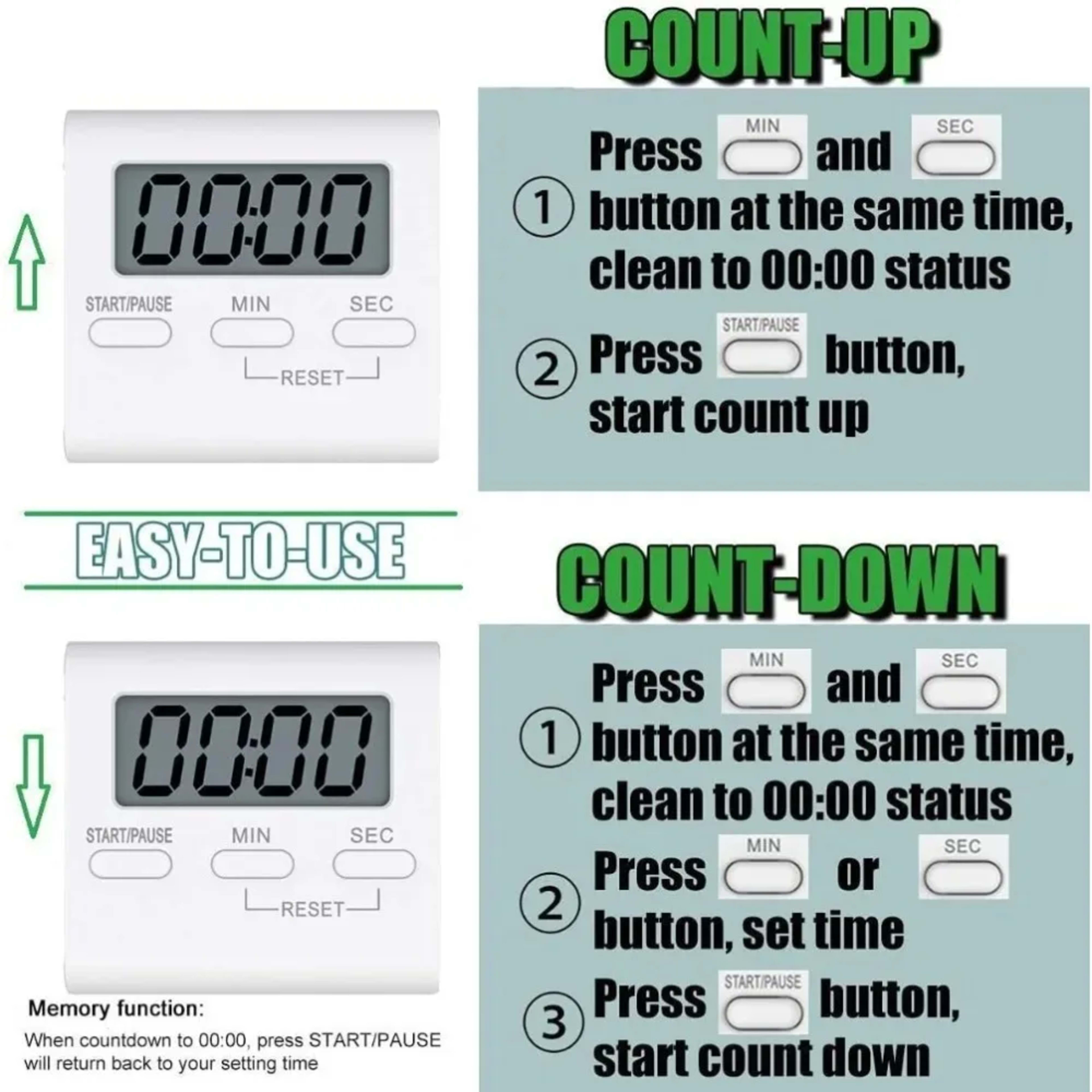 Kitchen Reminder Magnetic Digital Timer for Cooking Timer with Back Stand with Loud Alarm Countdown Timer Kitchen Gadget 5