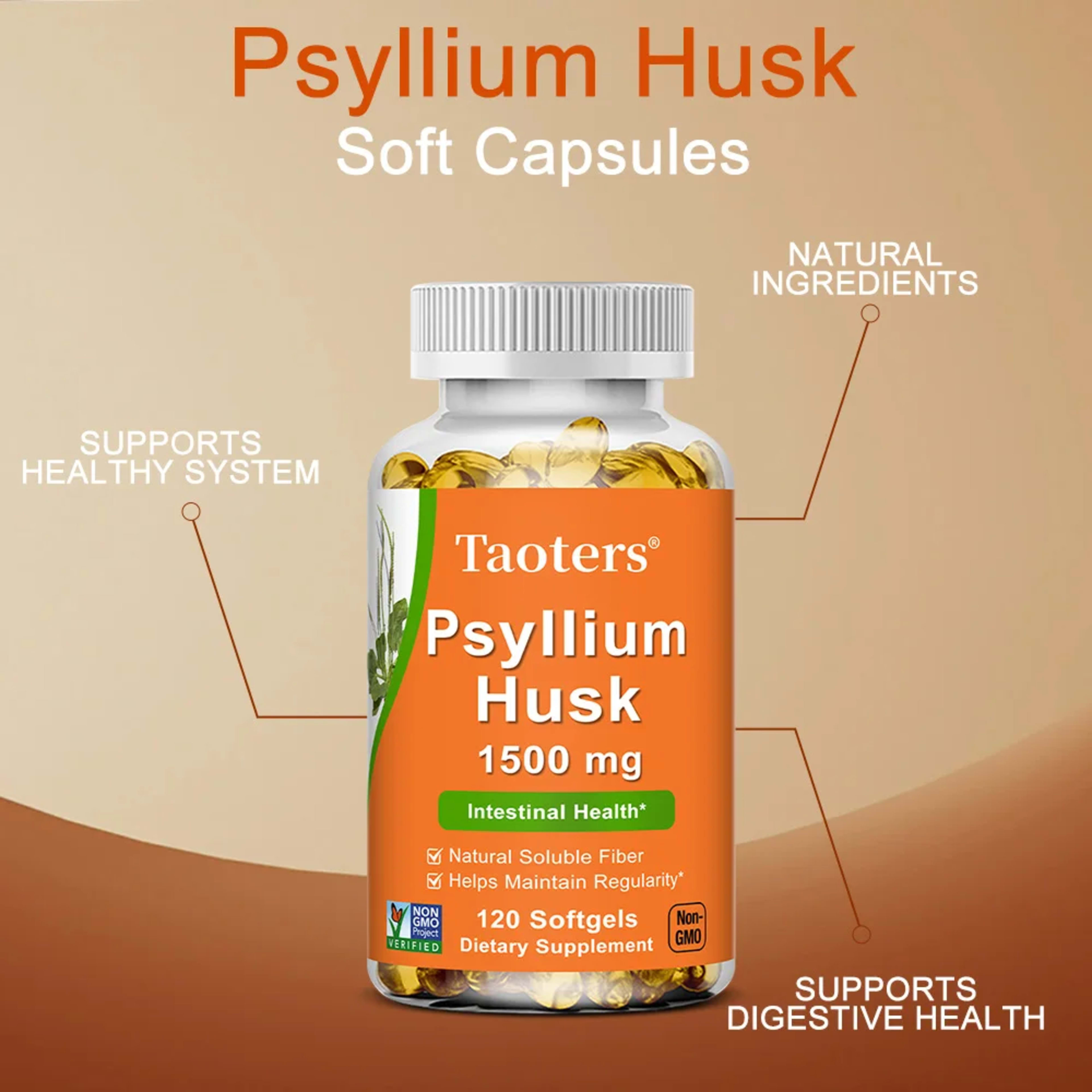 Psyllium Husk Supplement-Natural Soluble Fiber,Promotes Digestion,Supports Immunity,and Promotes Intestinal Health,120 C 4