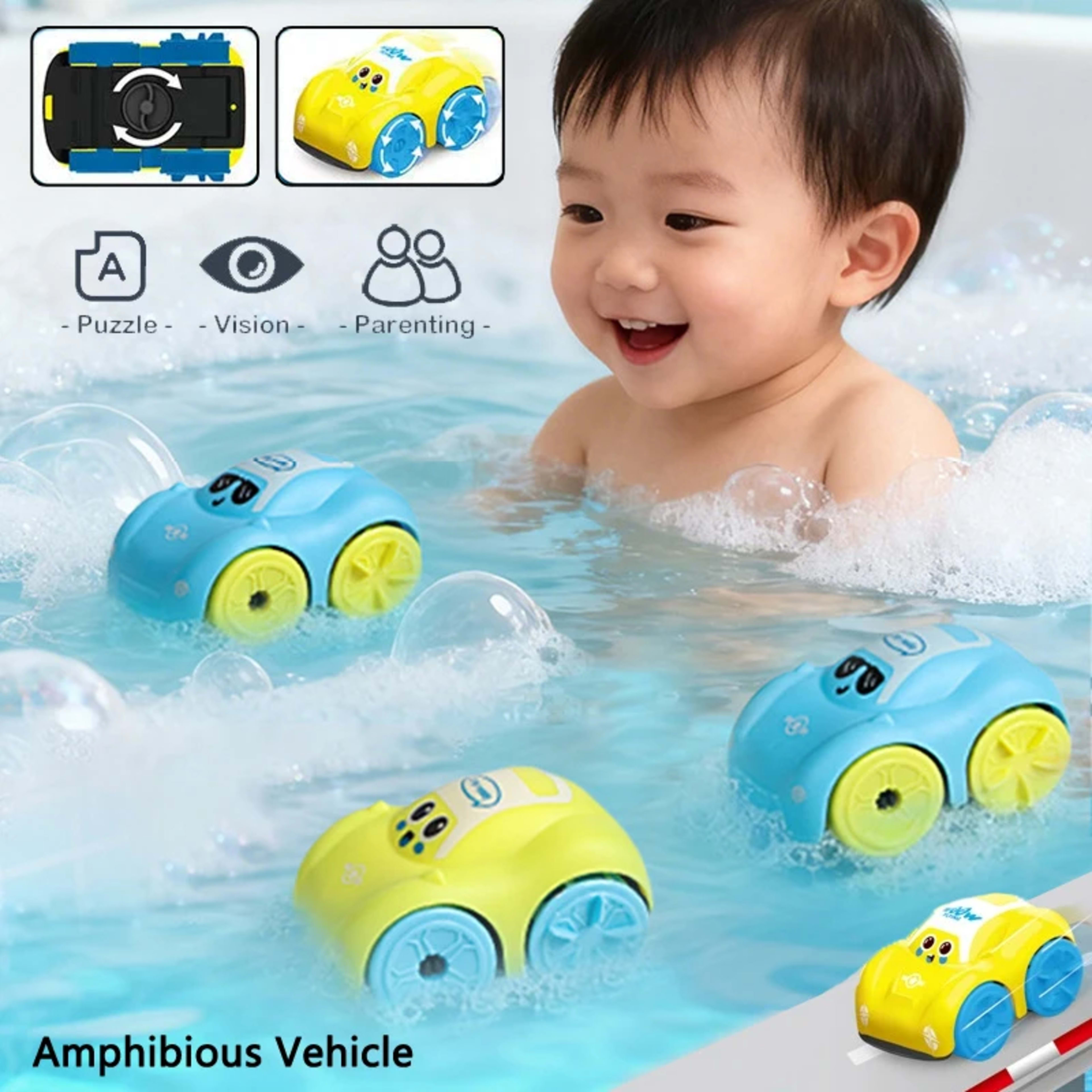 Baby Bath Toys Amphibious Cars Bathroom Floating Clockwork Toy Car Children Bathing Cartoon Swimming Water Playing Toy f