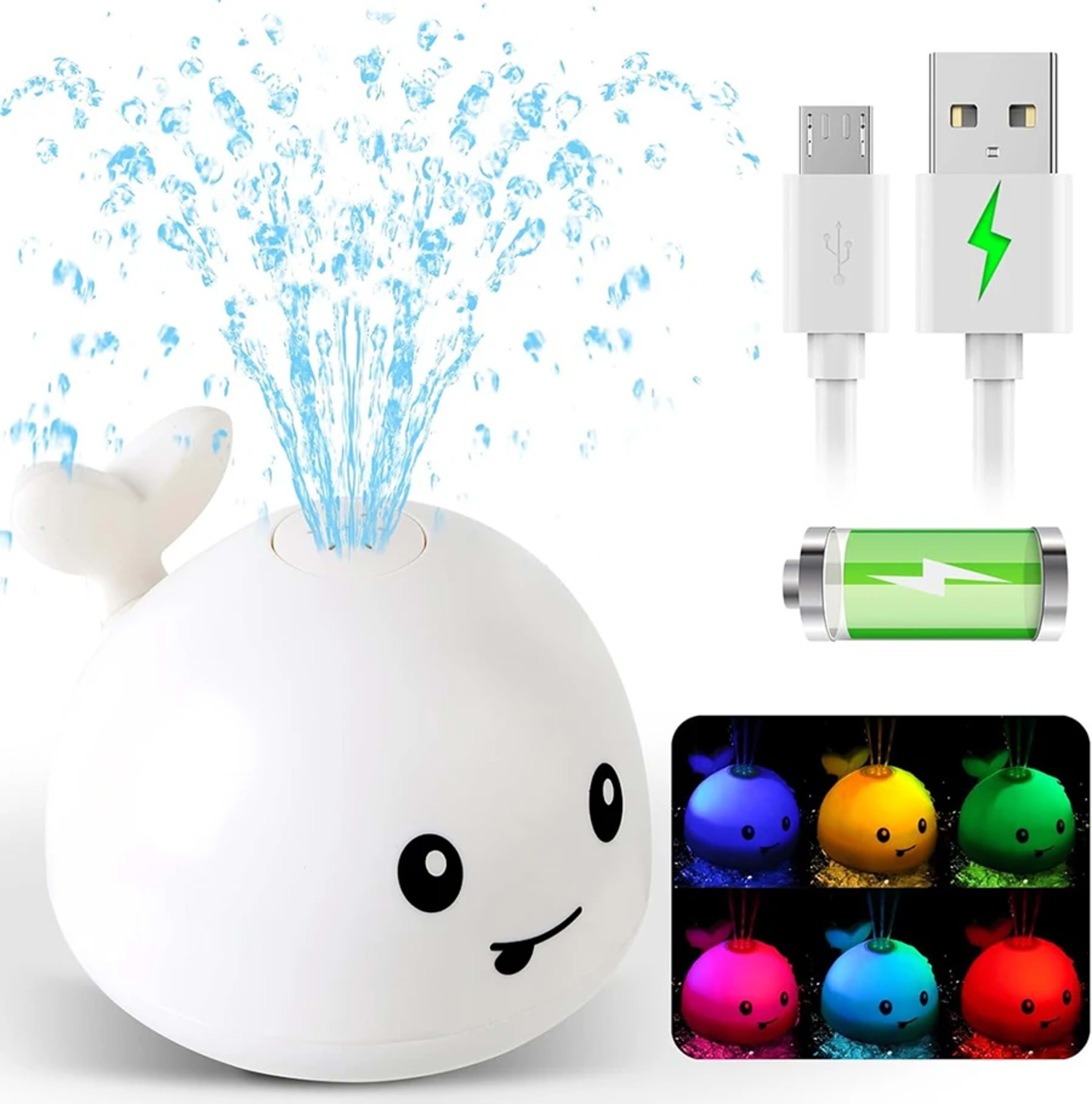 Baby Bath Toys Light up Bath Toys for Kids Baby Whale Bath Toy Sprinkler Toddler Fountain Bathtub Pool Water Table Toys  7