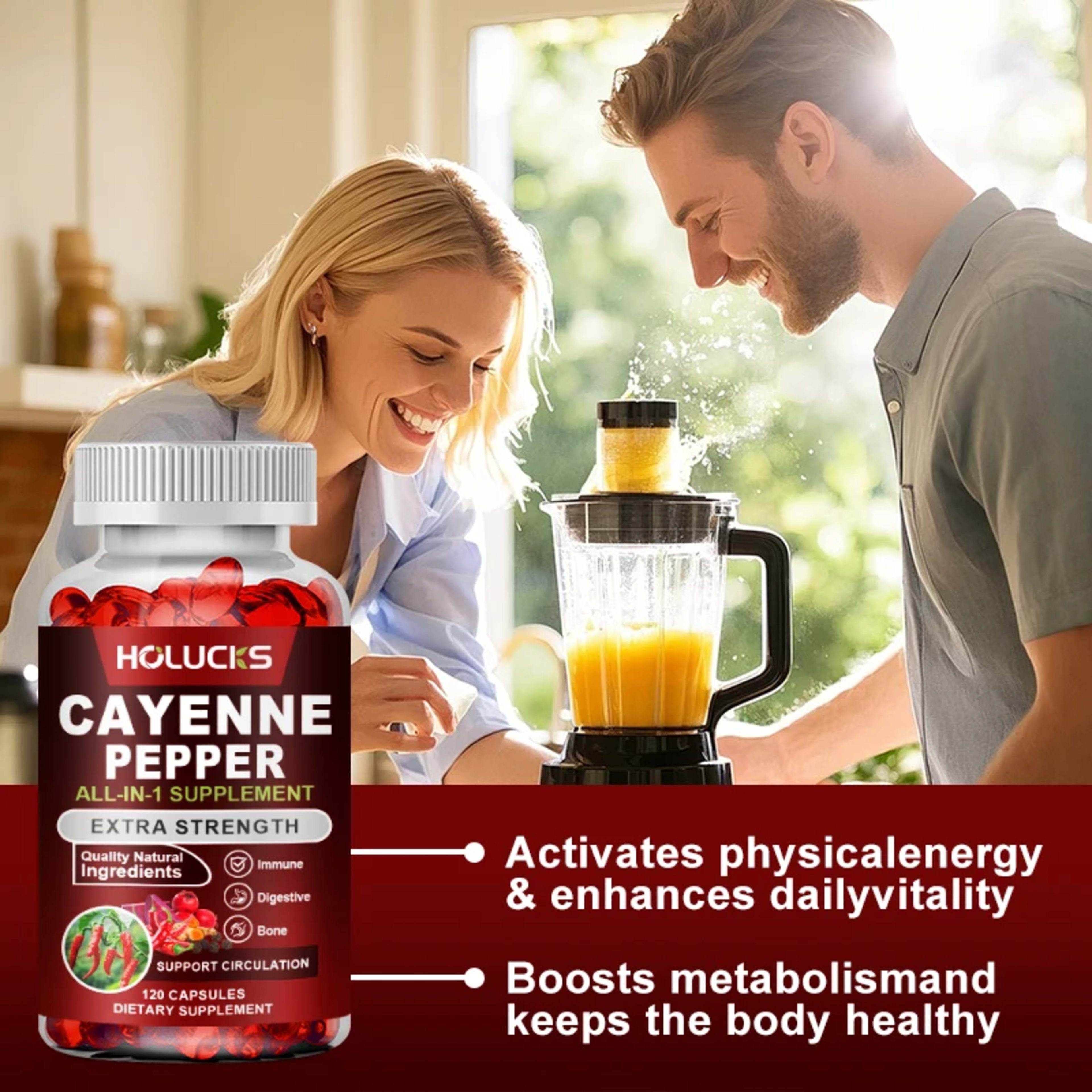 Organic Cayenne Pepper Supplement, Supports Leg Vein, Heart and Blood Vessel Health,Improves Digestion and Increases Ene 5