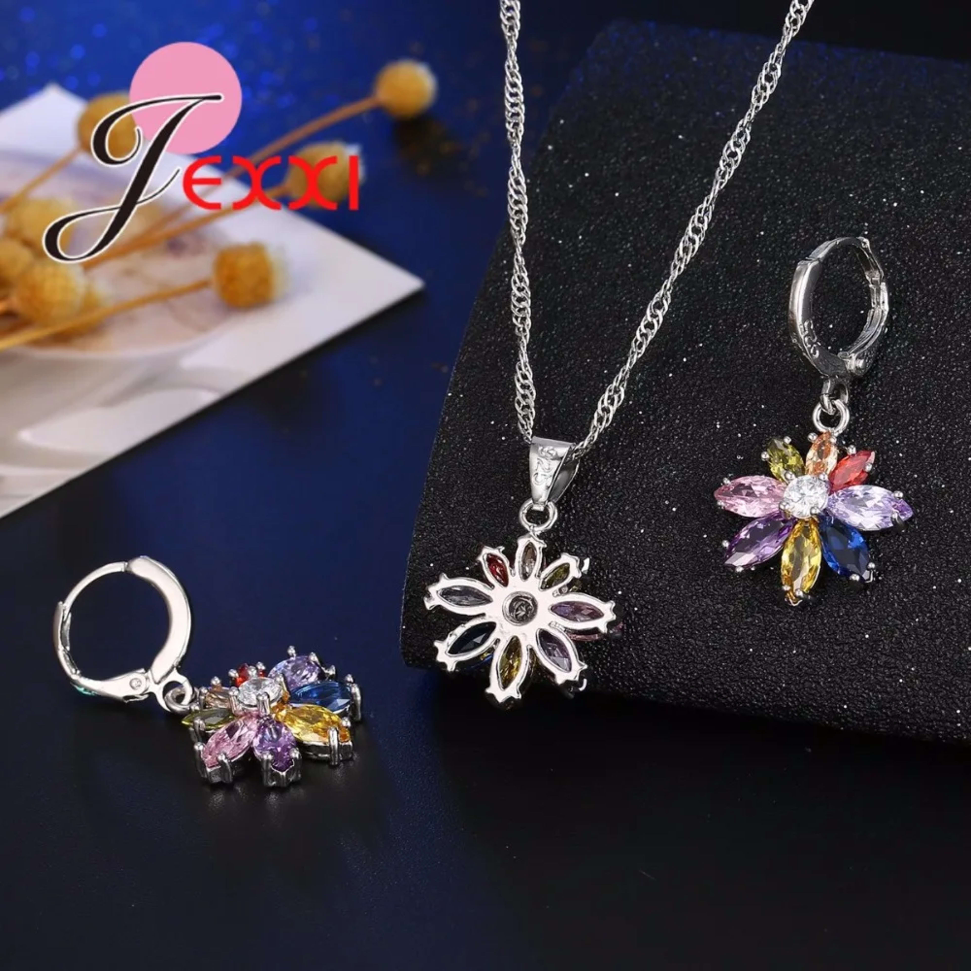 Women Pretty Jewelry Decoration Hot 925 Sterling Silver Cubic Zirconia Jewelry Set Pendant Necklace Earring Sets Promoti 6