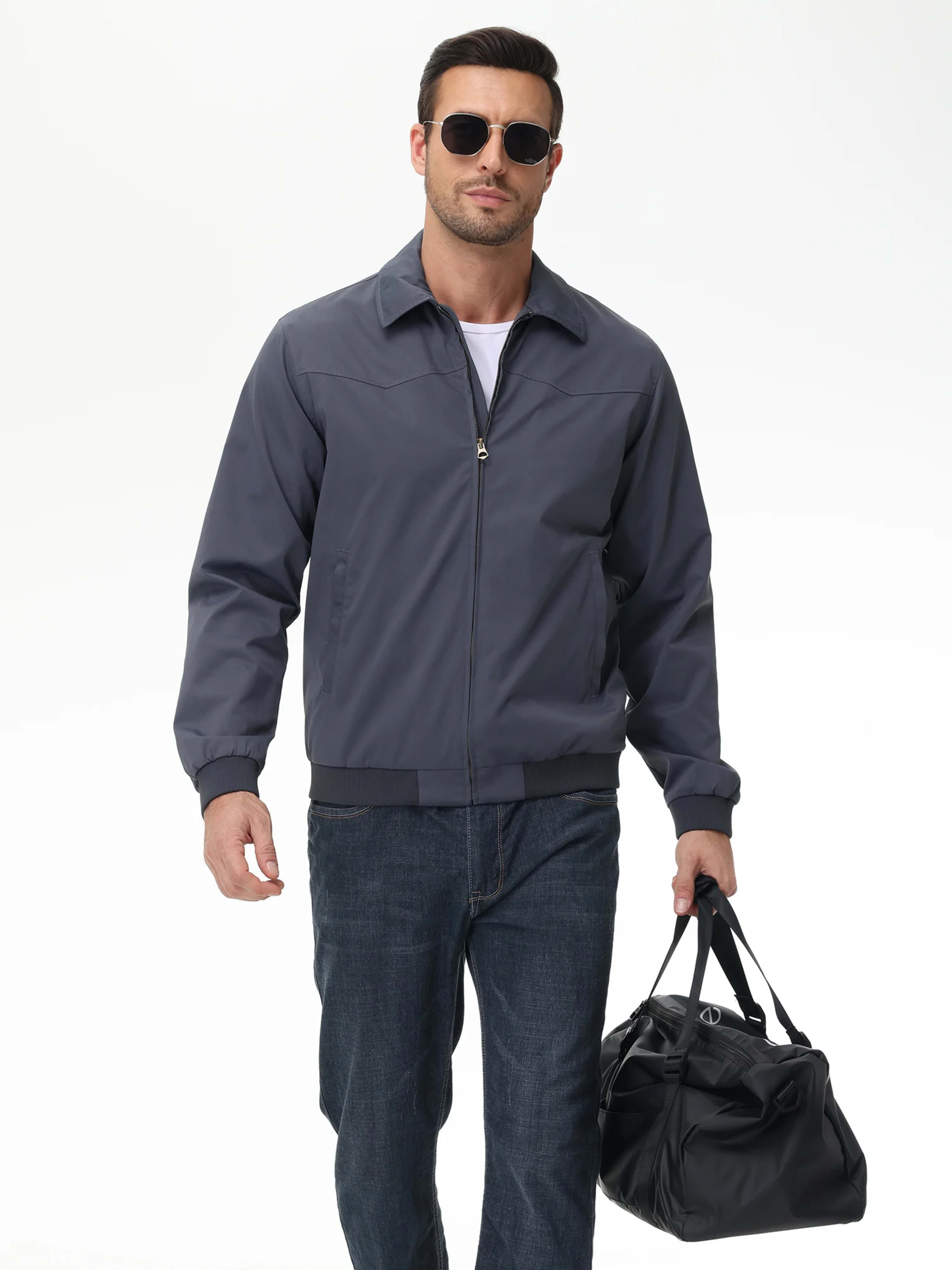 Mens Business Casual Jacket, Windbreaker Waterproof Fashion Coat, Cargo Jacket for Daily Outdoor Travel Autumn Winter 4
