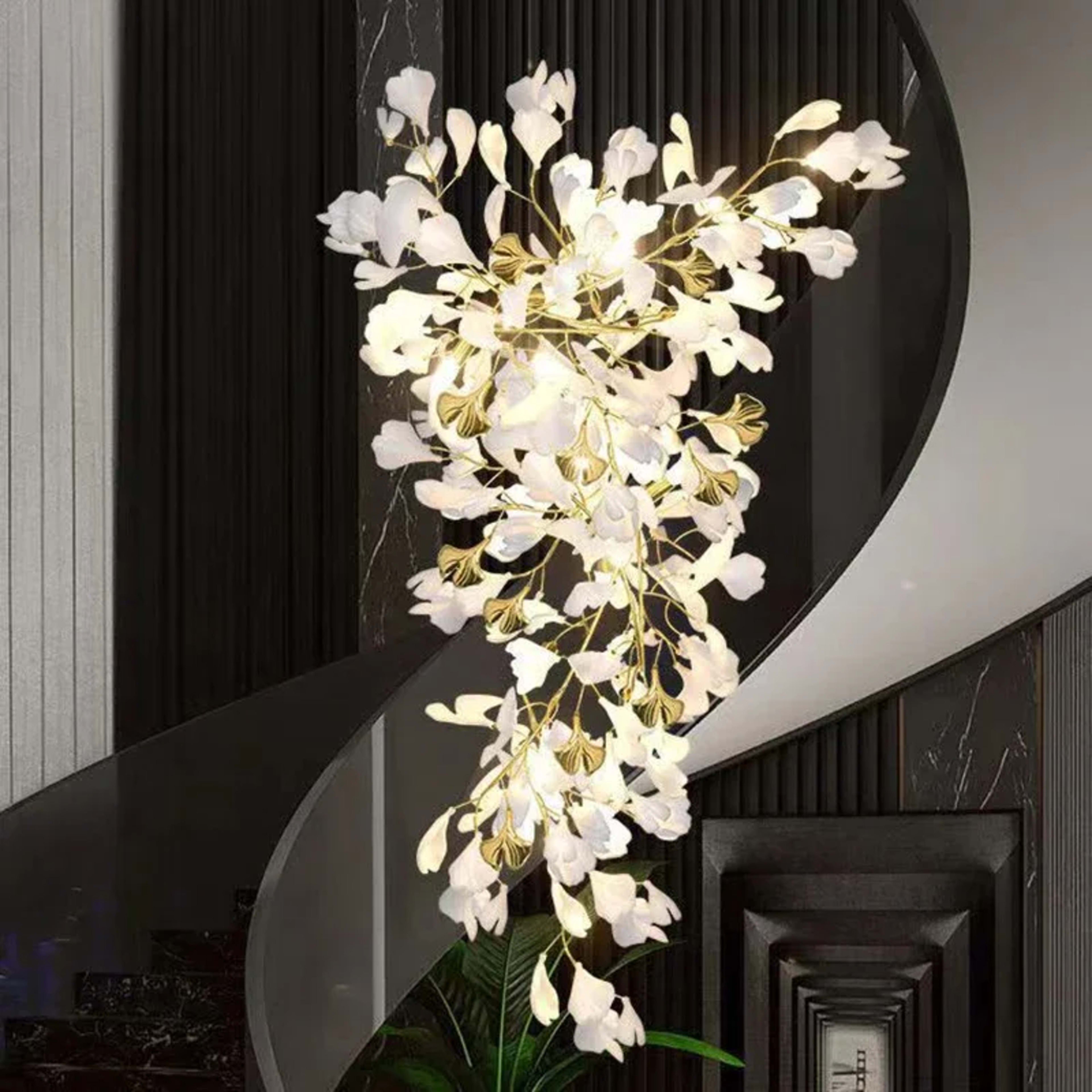 Modern LED Pendant Lights Home Decoration Bedroom Dining Living Room Ceiling Chandelier Ginkgo Leaf Art Long Lighting Fi 2