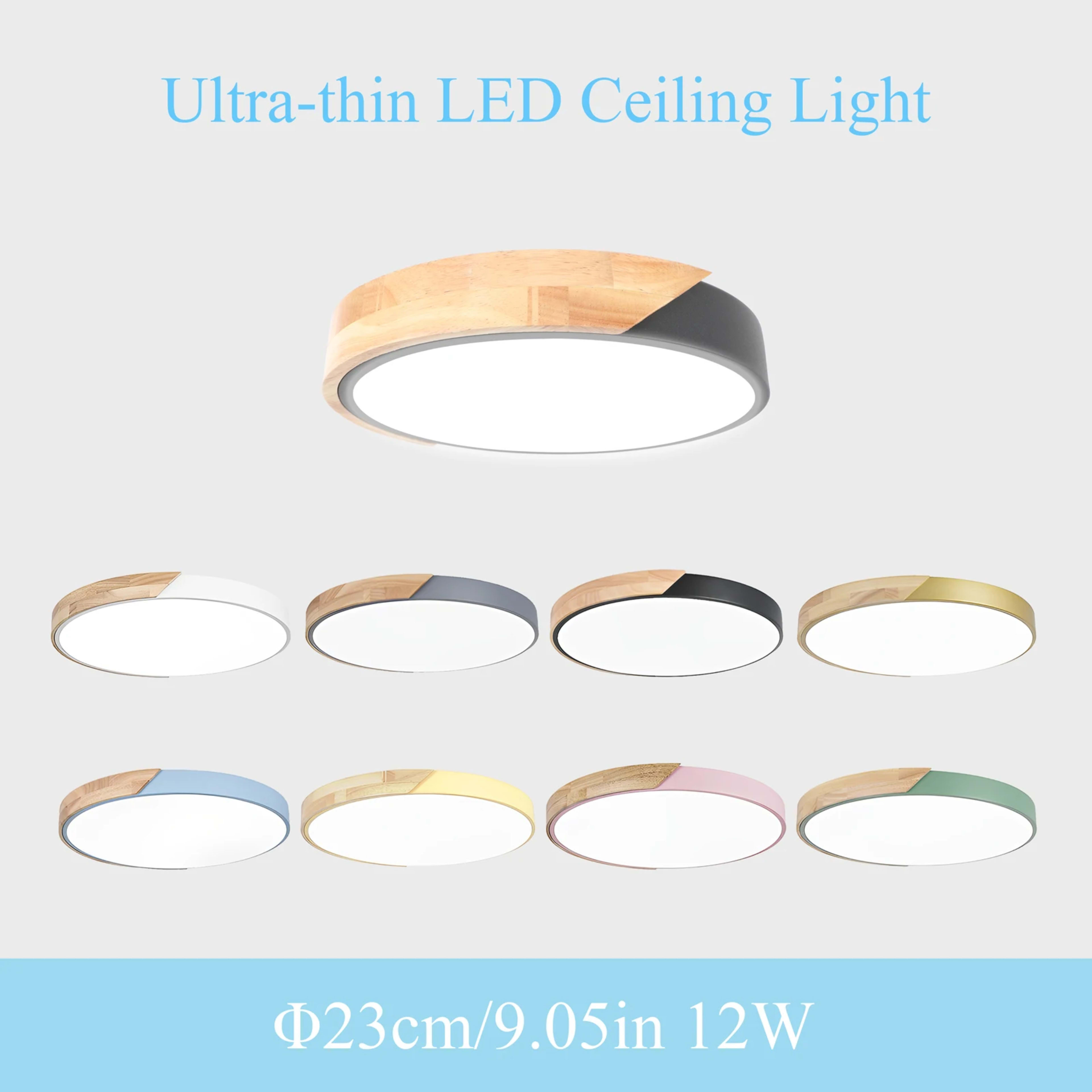 LED Ceiling Light 12W Modern Round Macaron Wooden Ceiling Lamp Indoor Bedroom Living Room Lighting Fixture Surface Mount 1