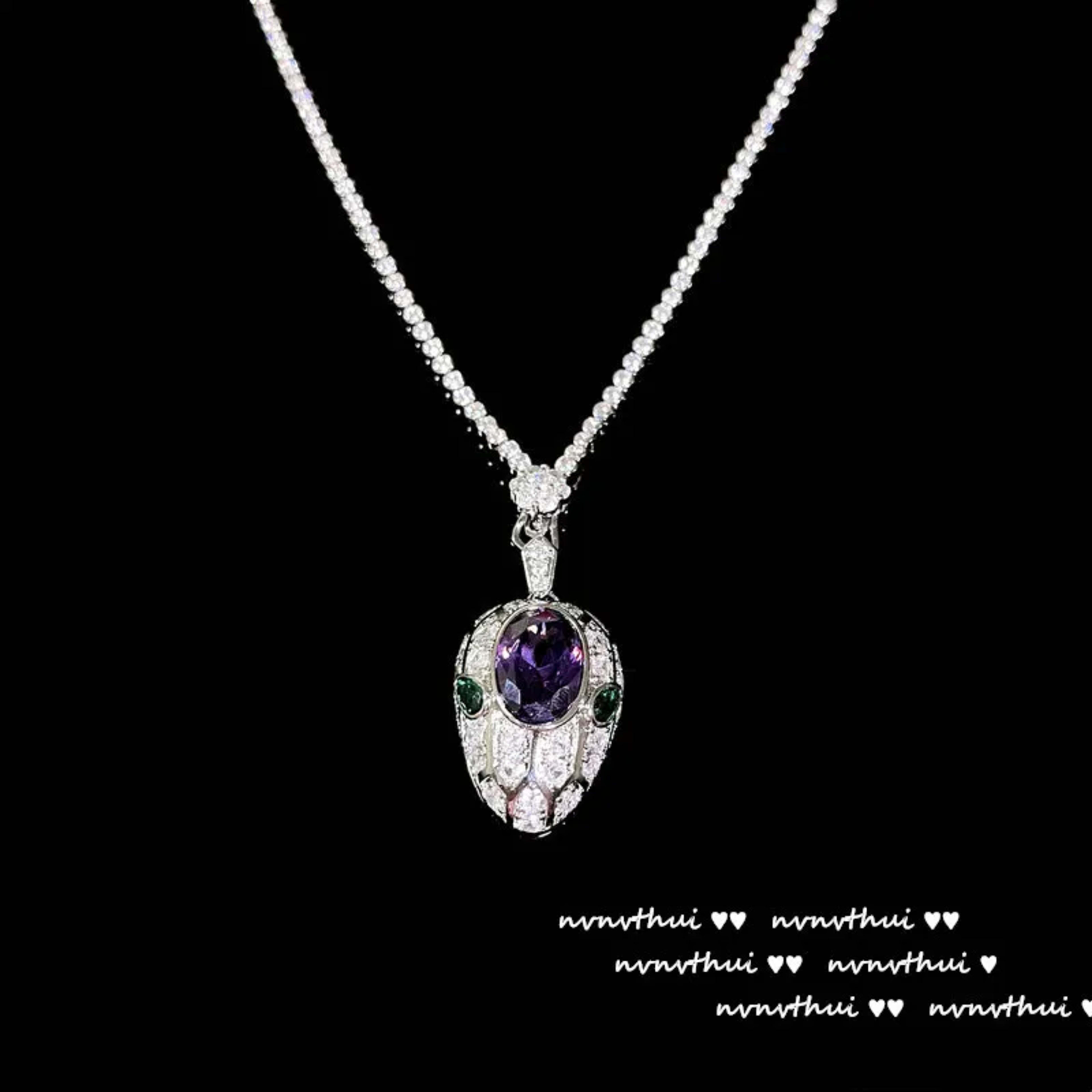 Women's New Fashion 925 Sterling Silver Jewelry Sets for Women Silver Color Luxury Zircon Snakce Necklace/Ring/Earring/B 7