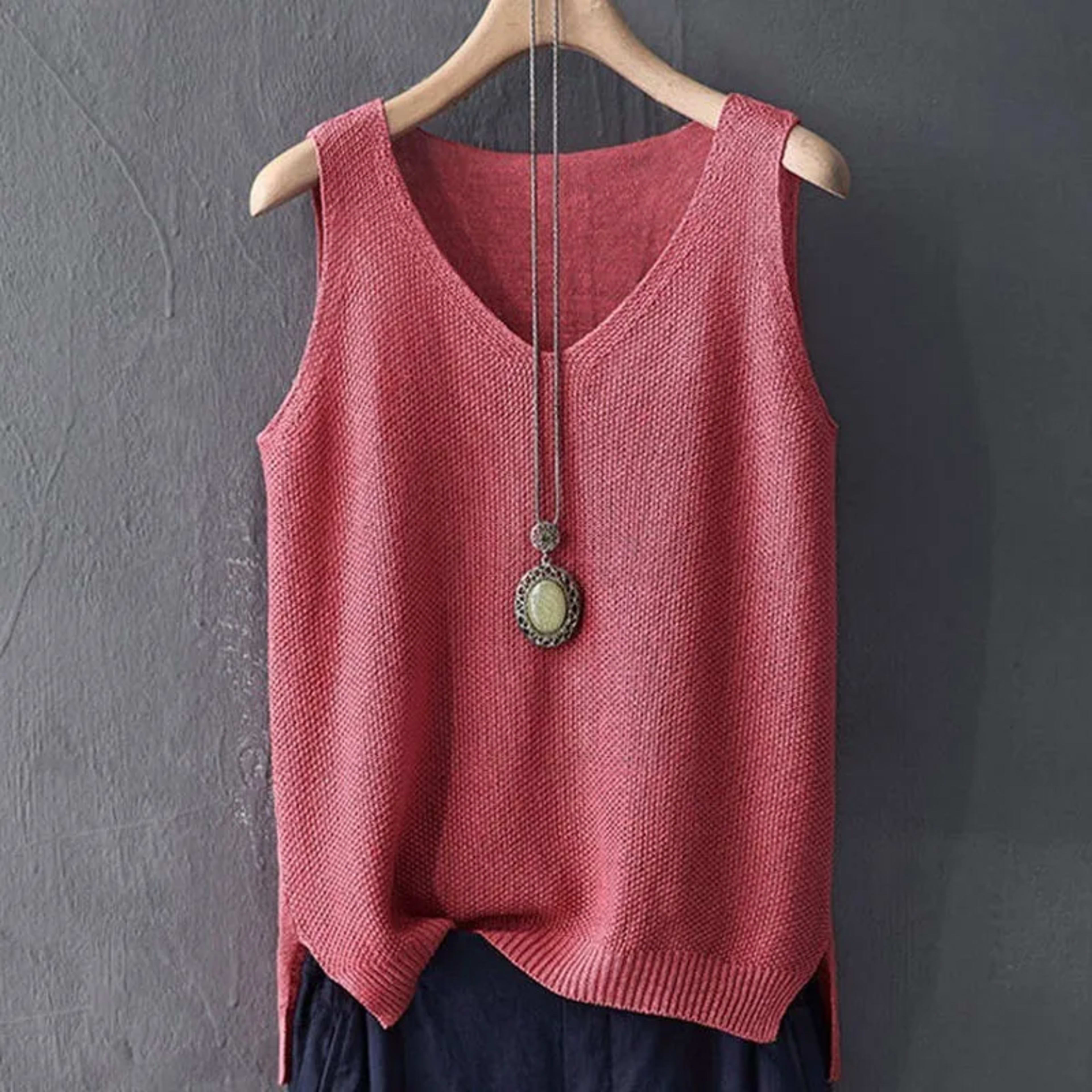 Blusas Mujer De Moda 2024 Blouse Women Summer Sleeveless Knitted Blouse Shirt Women Clothes V-neck Blouse Women Tops Shi 1