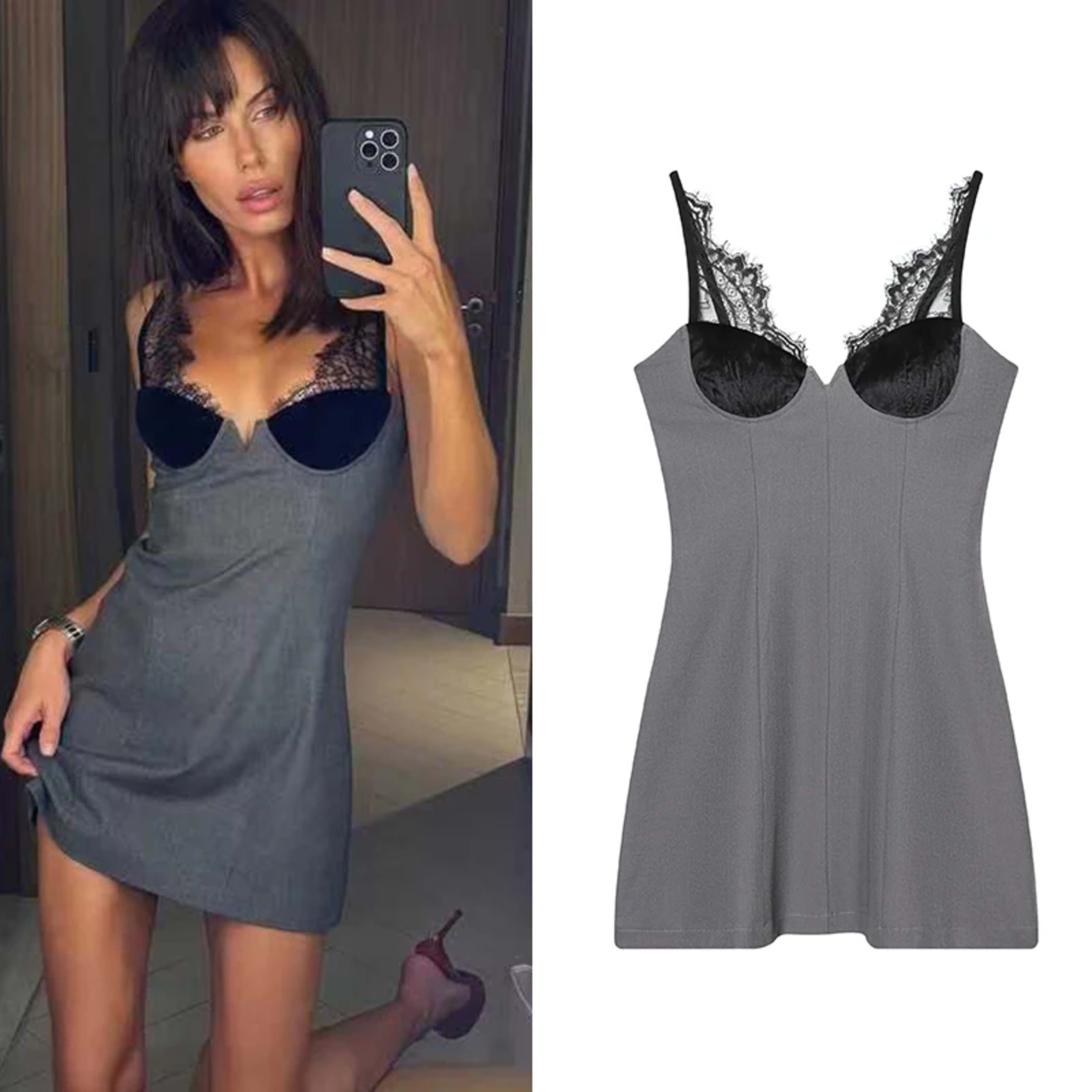 Women's Dress 2025 New Fashion Sexy Lace Deep V-Neck Slip Dress for Women Ersonality Unique Chic Women Slim Dress 1