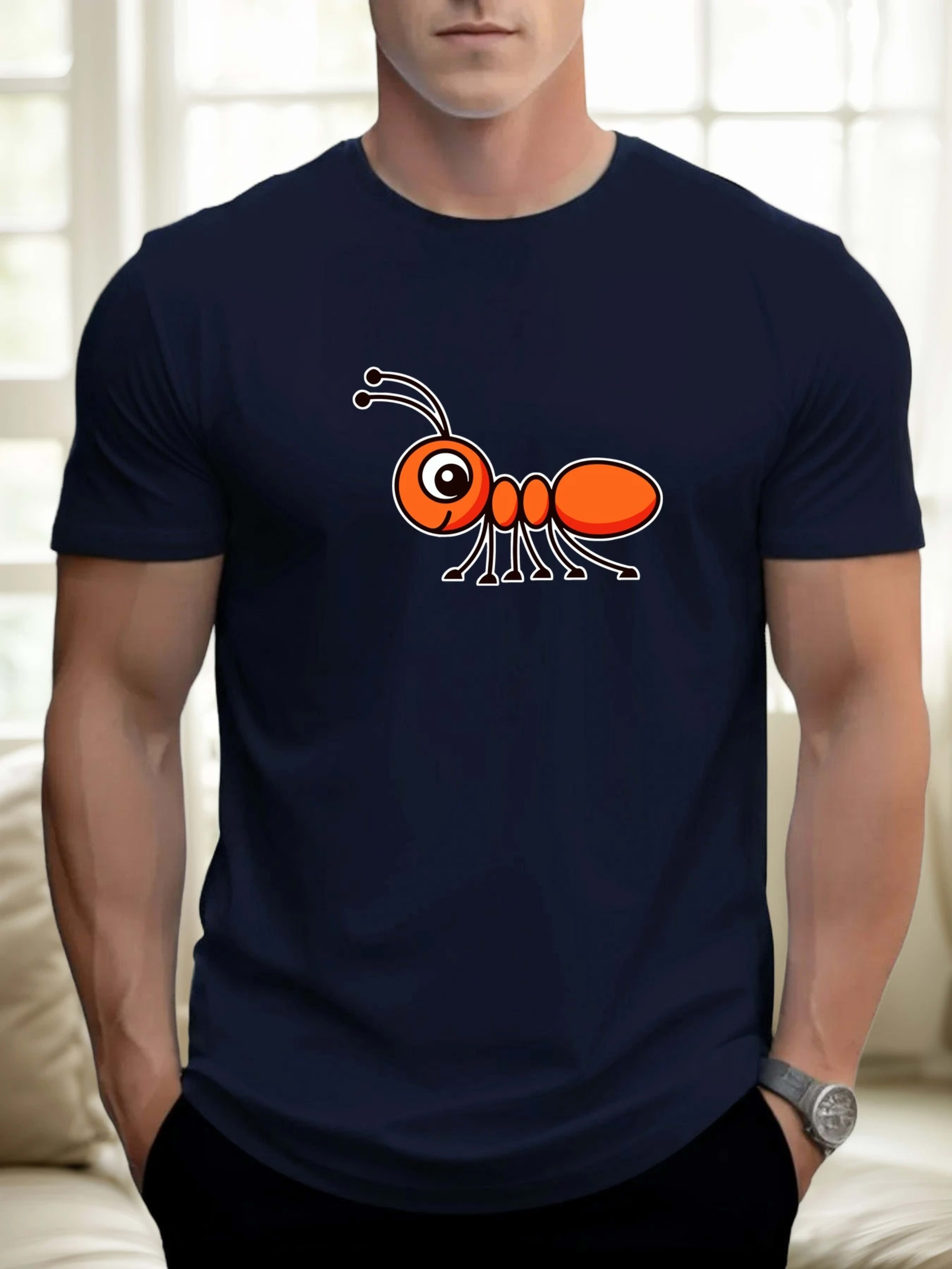 T Shirts For Men Ant 100% Cotton Graphic Printing Summer Round Neck T-Shirt Casual Breathable Street Style Daily Top 5