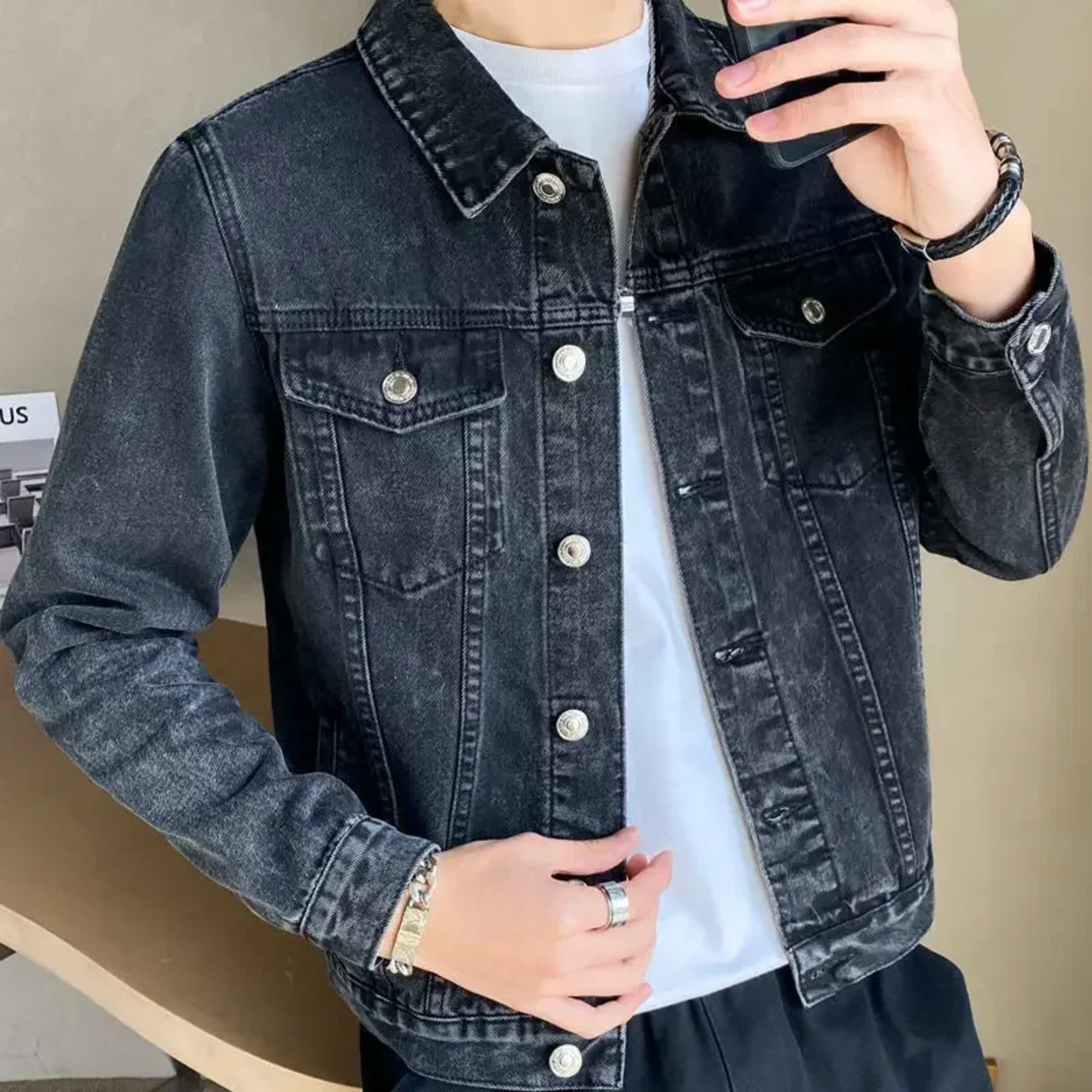 Jeans Coat for Men Black Autumn Denim Jackets Man High Quality Winter 2025 Low Cost Joker Fashion Large Size Menswear Ne 4
