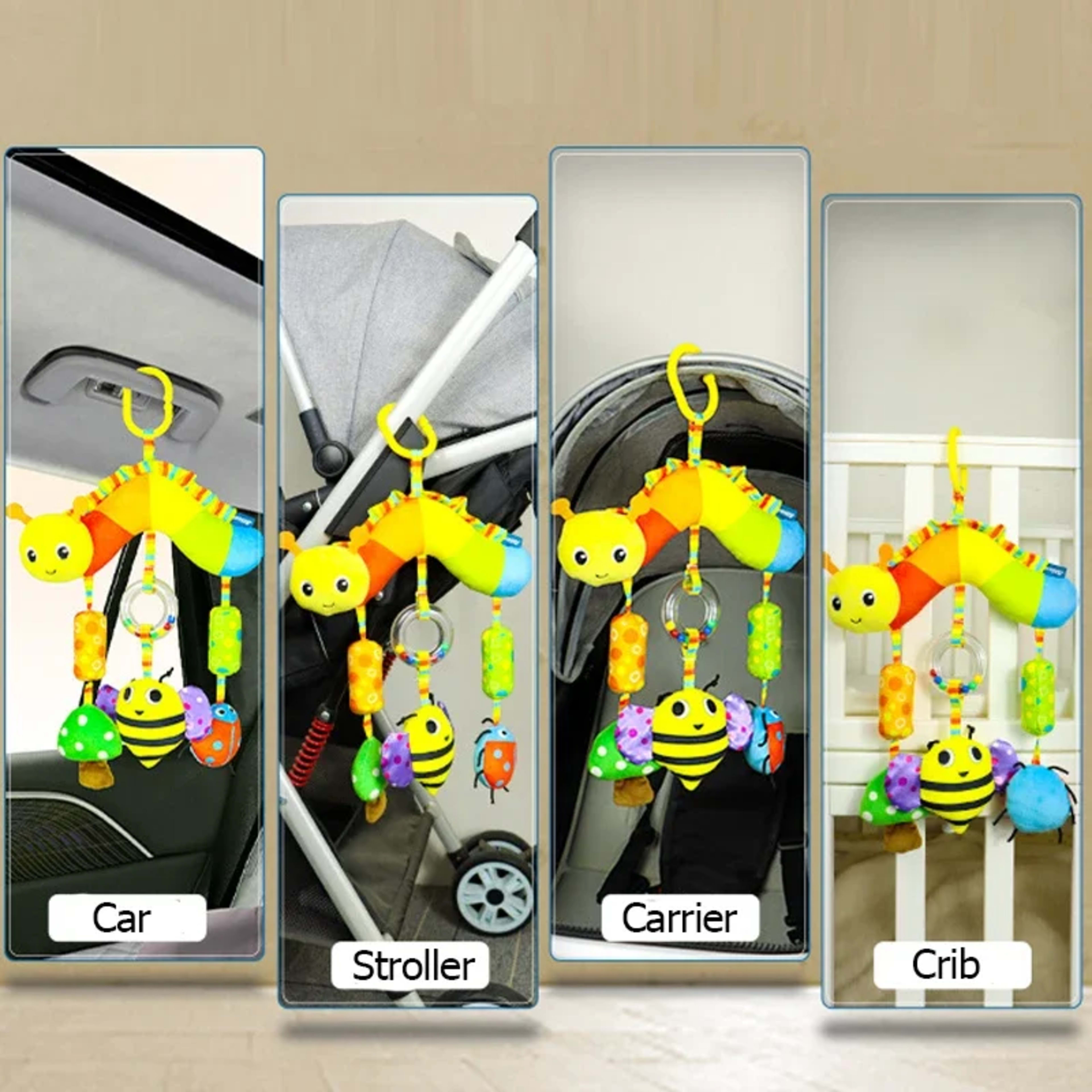 Baby Toys for 0 3 6 12 Months Rainbow Activity Plush Animal Stroller Hanging Toy for Baby Car Seat Crib Travel Sensory B 6