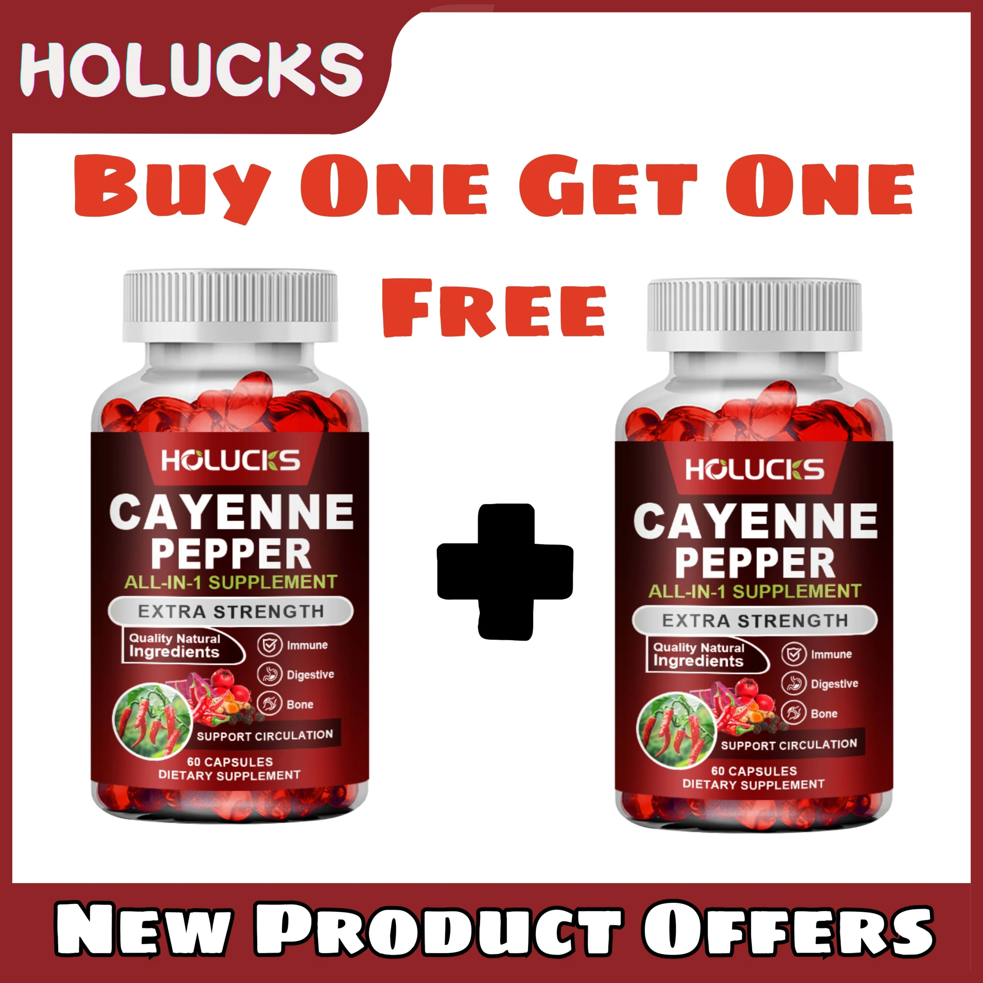 Organic Cayenne Pepper Supplement, Supports Leg Vein, Heart and Blood Vessel Health,Improves Digestion and Increases Ene 1