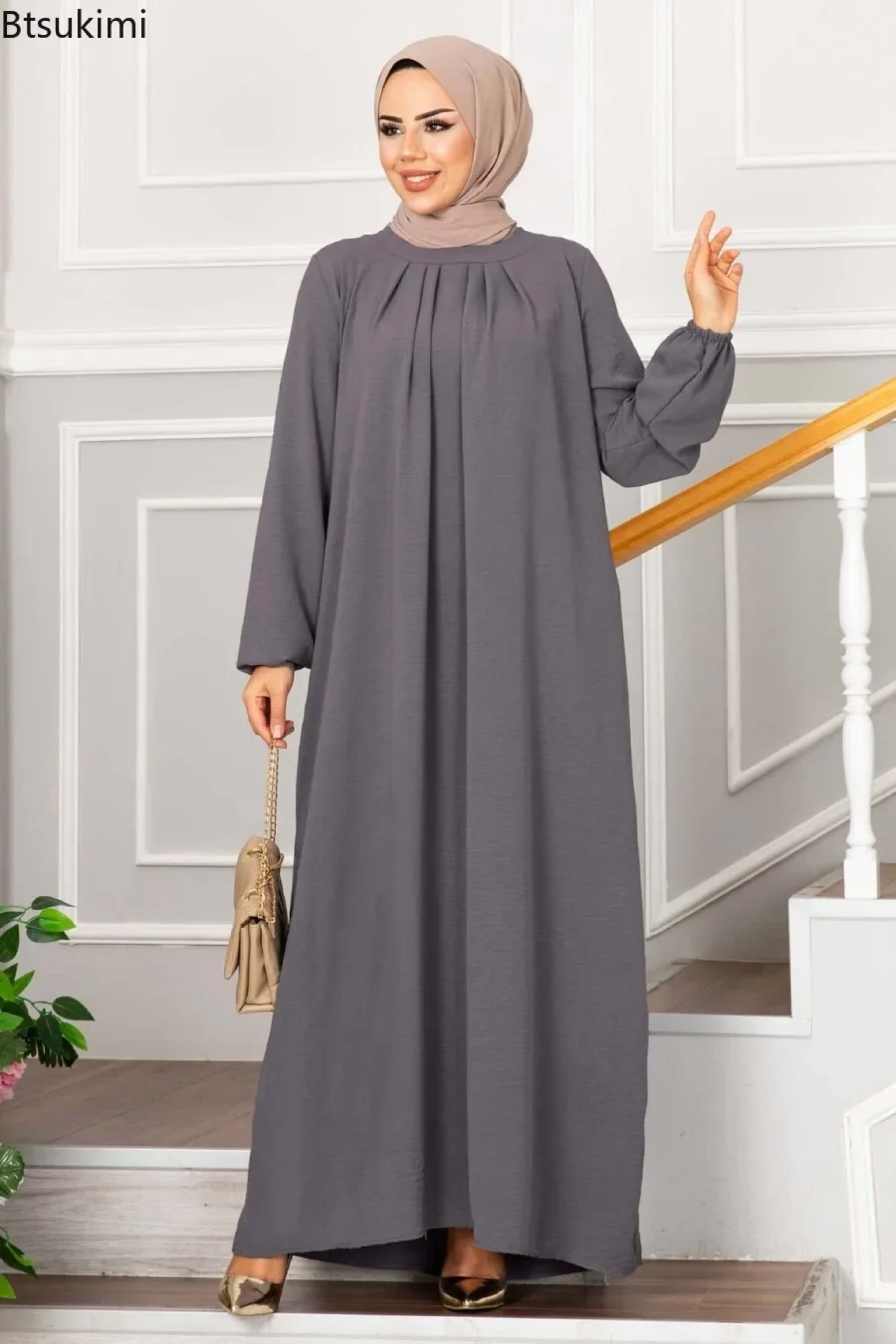 Evening Dress Women Abaya Hijab Femeles Y2K Ruched Muslim Dress Turkish Robe Kaftan Islamic Clothes Ball Gown Jalabiya f 3