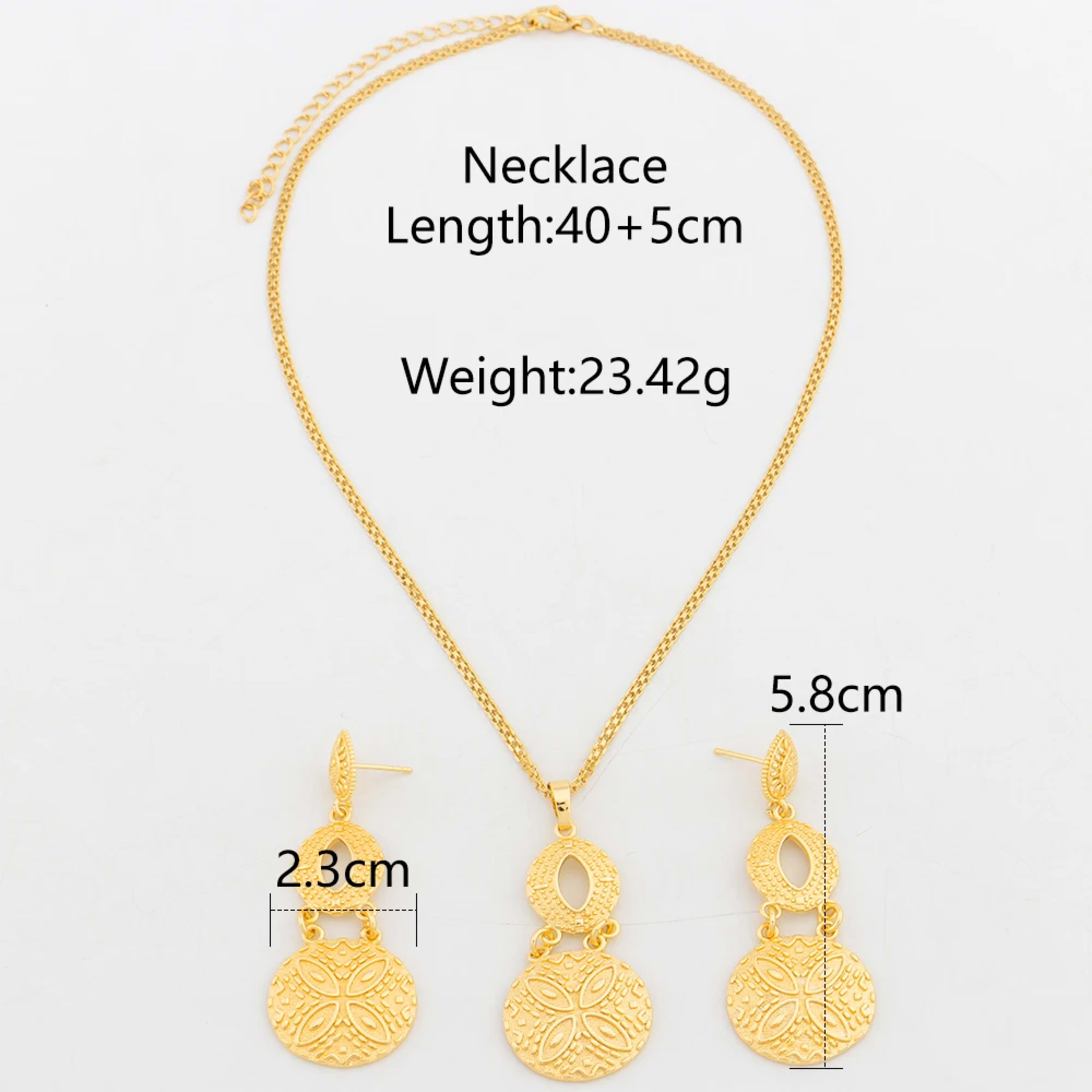 4Sets Jewelry Set For Women Geometry Pendant 40cm Necklace Gold Color Drop Earrings Daily Wear Fashion Wedding Jewelry A 5