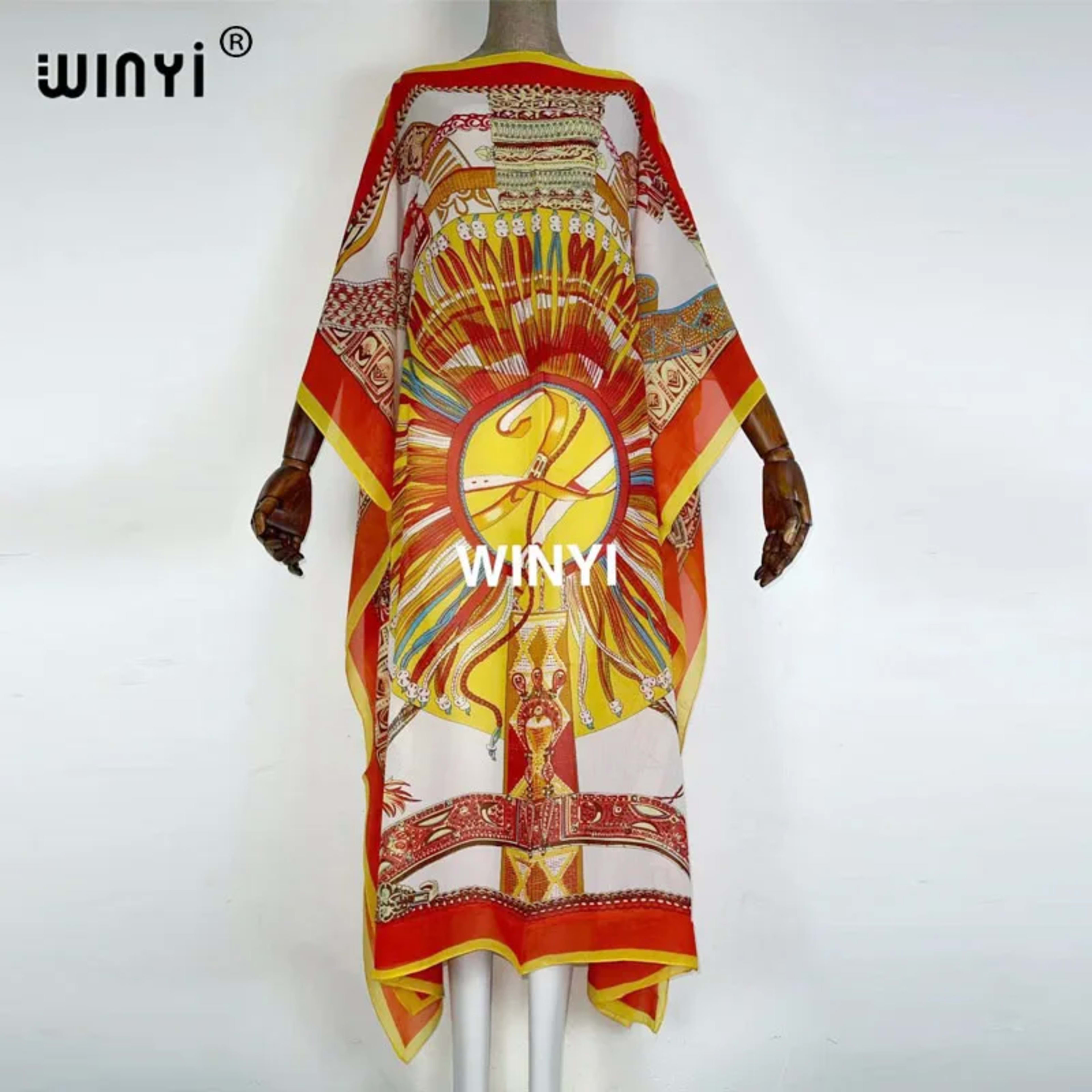 Printed Dresses For Women 2021 Fashion Design Loose Dress Batwing Maxi Long Femme Vestidos Summer Autumn Party Elegant D 3