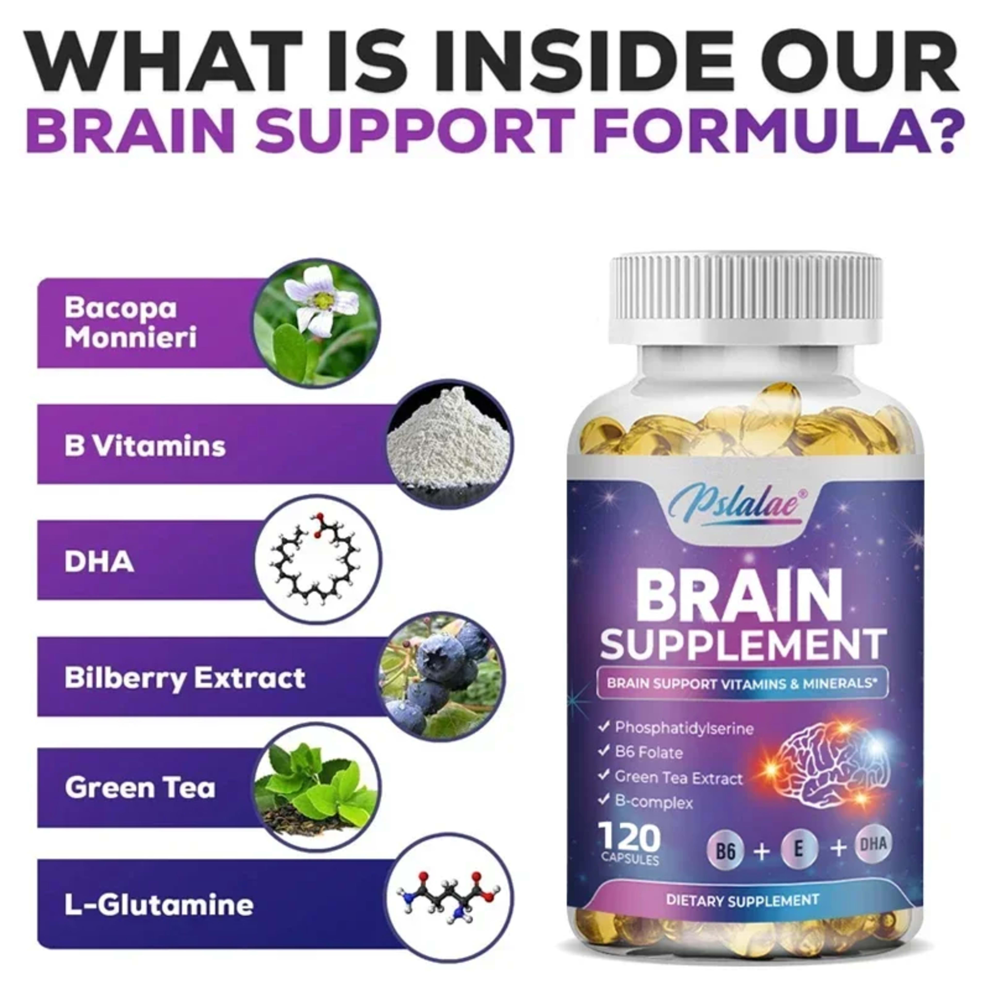 Brain Supplement - Contains B Vitamins To Support Brain Health, Improve Cognitive Function, and Enhance Memory and Conce 5