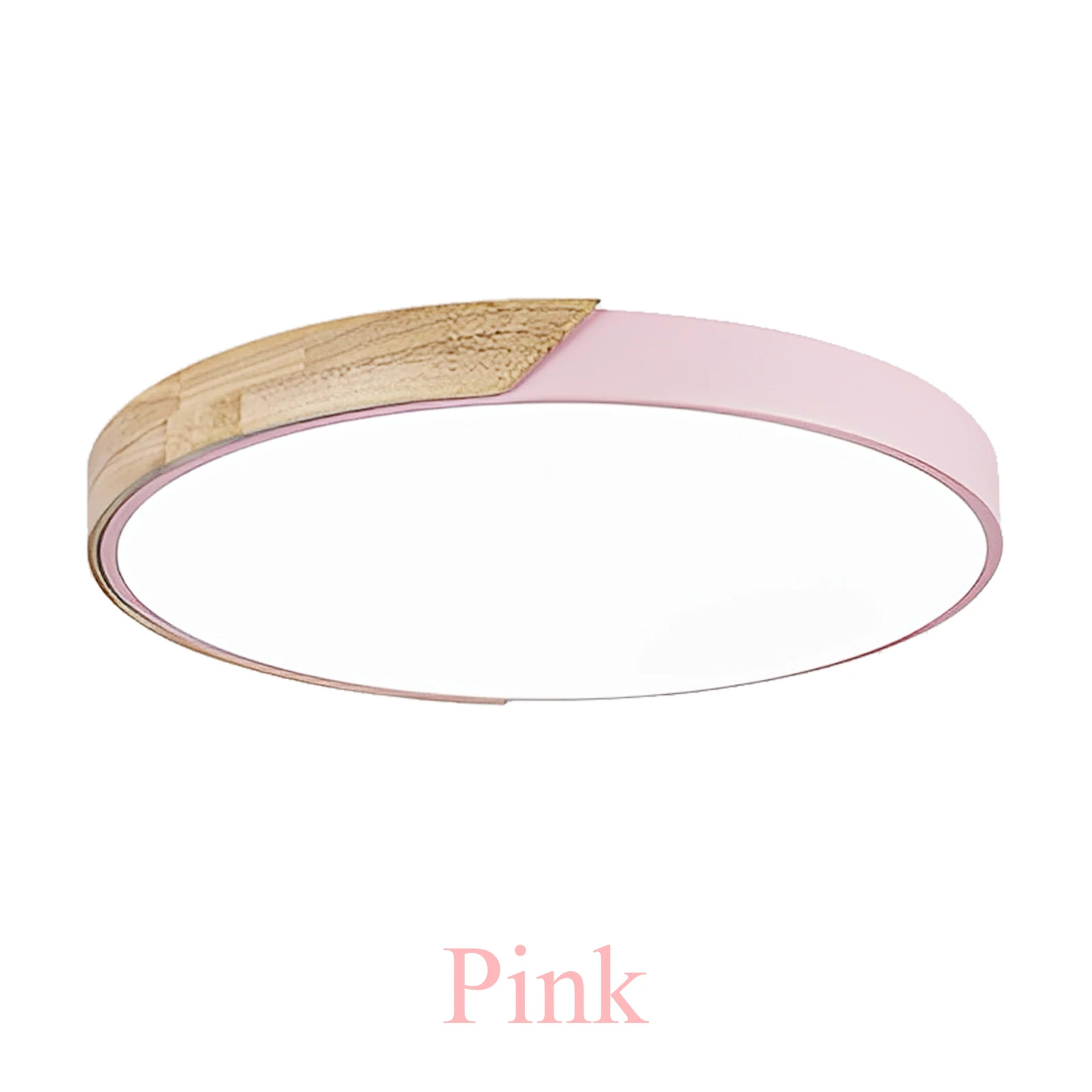 LED Ceiling Light 12W Modern Round Macaron Wooden Ceiling Lamp Indoor Bedroom Living Room Lighting Fixture Surface Mount 14