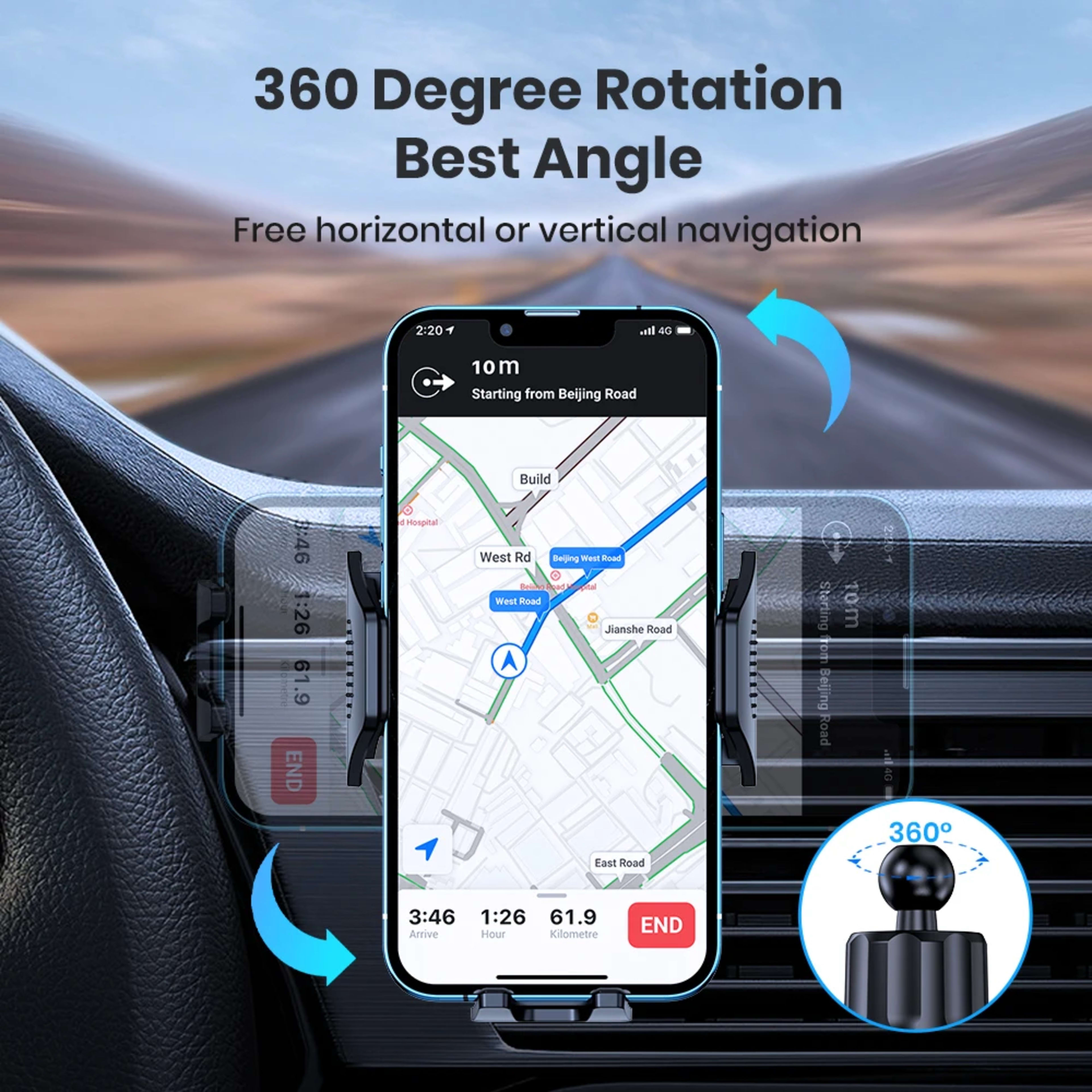 Car Phone Holder Mount,TOPK Upgrade Auto Locking Universal Phone Stand Holder with Hook Clip for Car Air Vent for iPhone 5