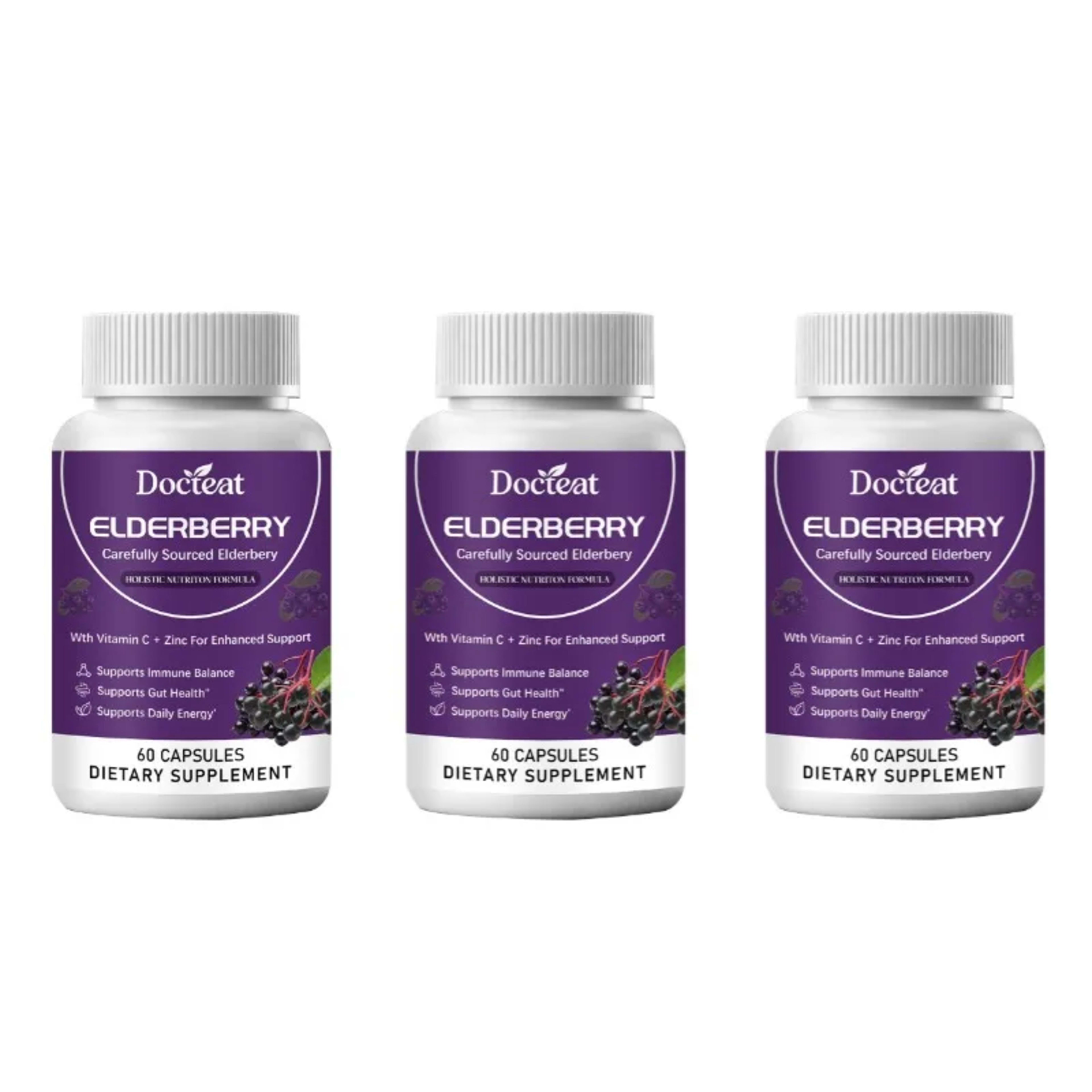 Elderberry Capsule Supplement Contain Elderberry Extract,vitaminC and Zinc Support Intestinal Health & Daily Energy Inta 8