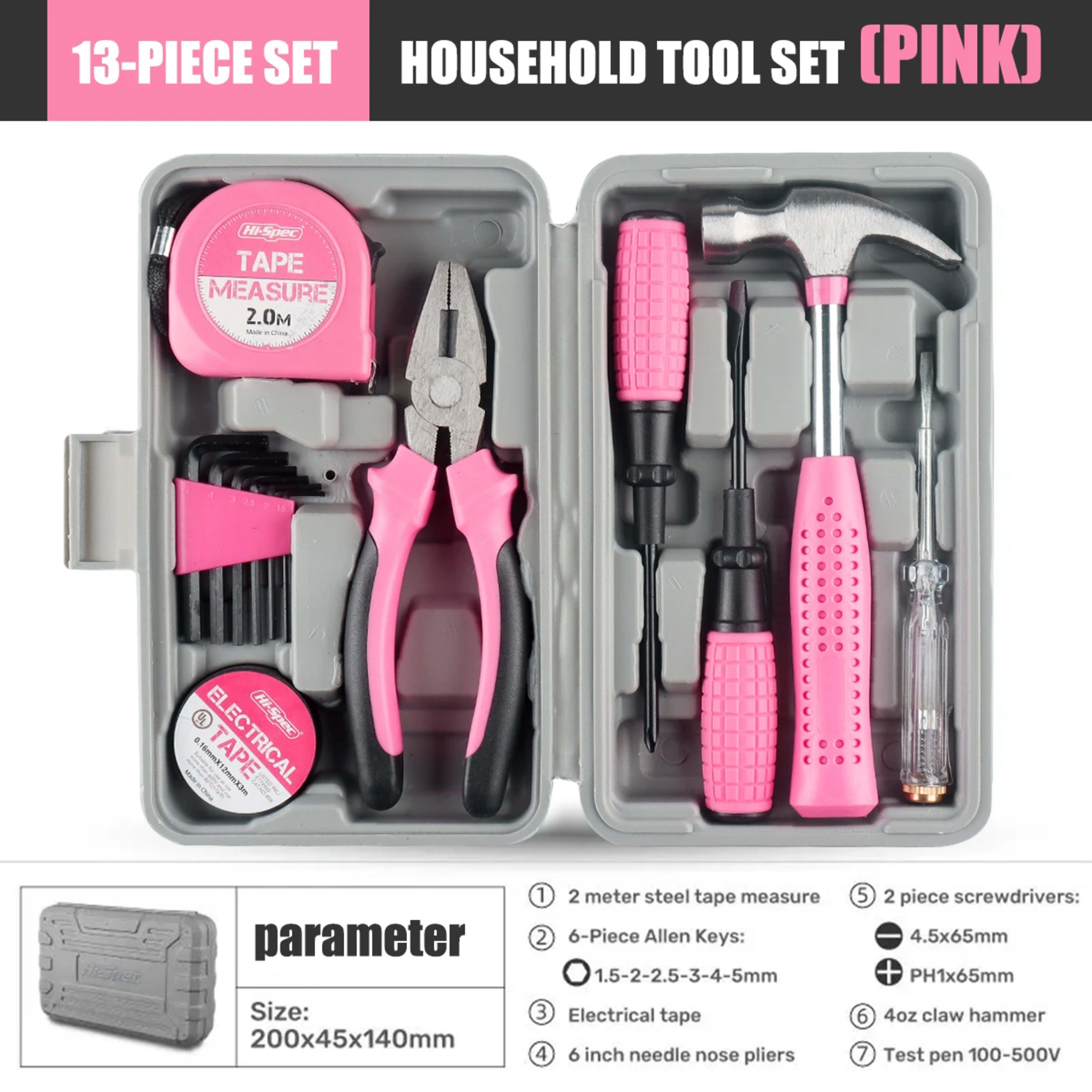 Household hand Tools Set General House hold Hand Tool Kit with Plastic Toolbox Storage Case Used to Car repair And home  12