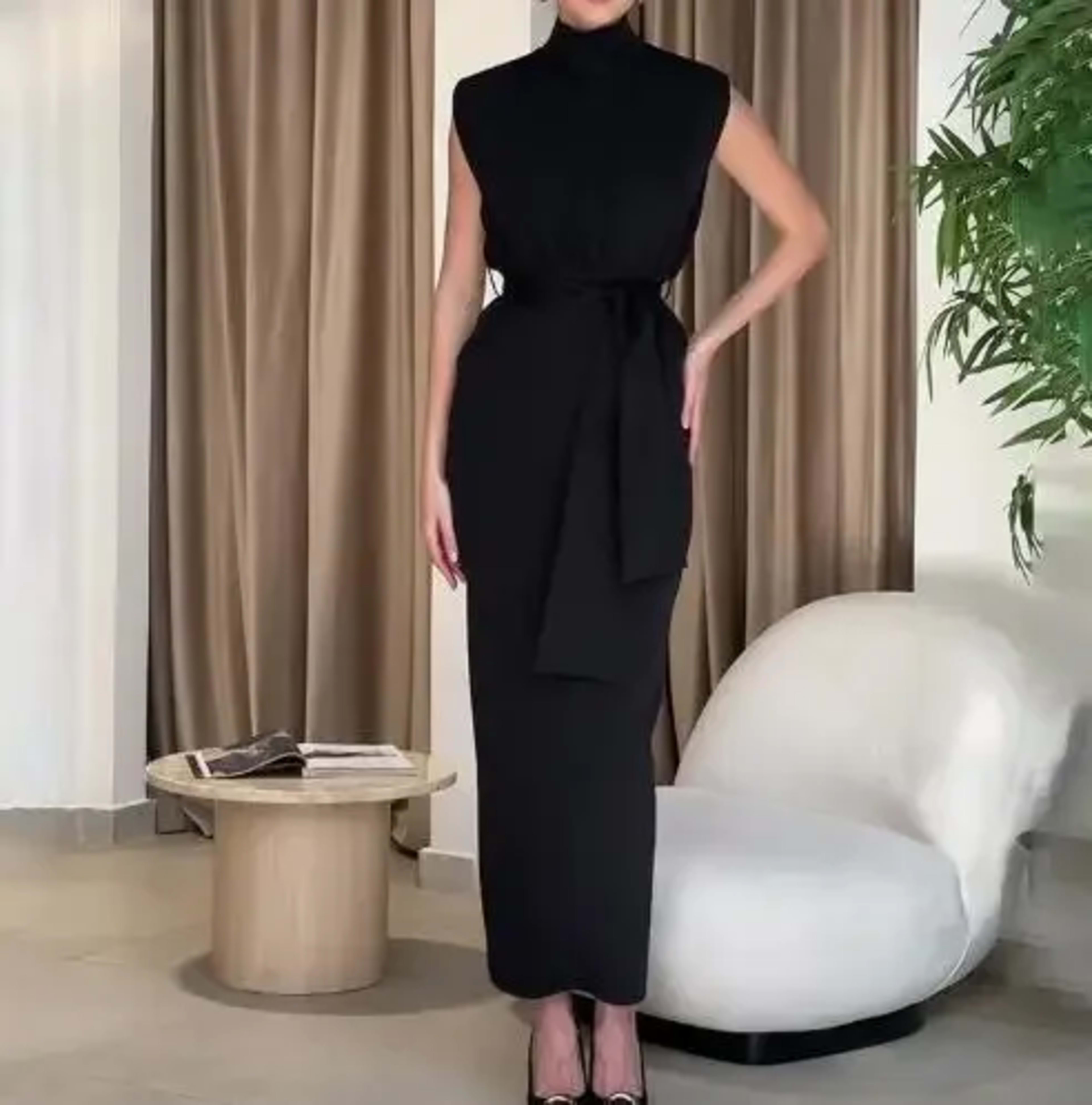 Women's Dresses Temperament Commuting Daily Clothes Fashion Round Neck Sleeveless Zipper Slimming Waist Split Dress Wome