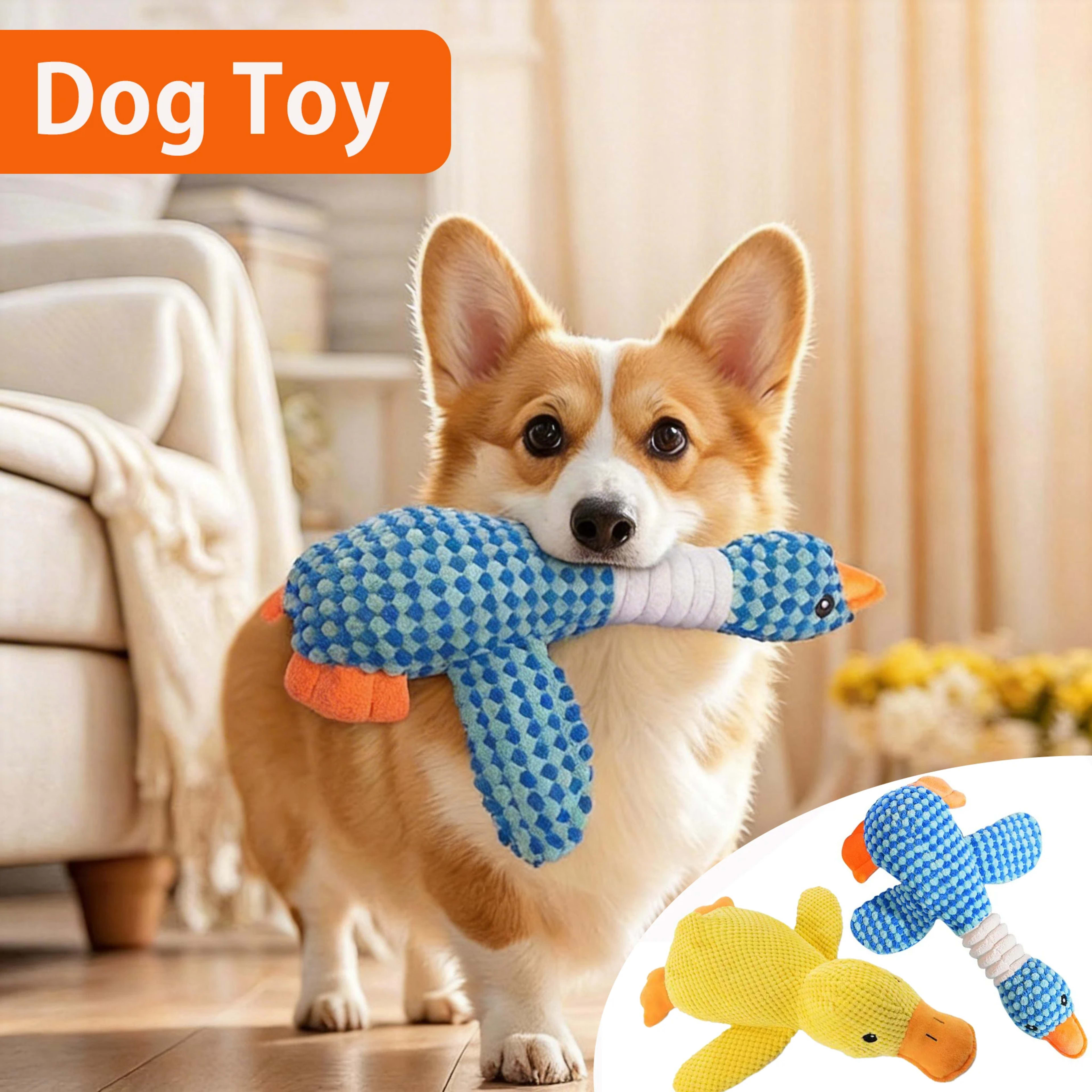 New Dog Toy Plush Blue Goose Pet Teddy Puppy Large Dogs Toys Duck Tough Bite Chew Plush Sound Toy Relieve Boredom Pet Su 2