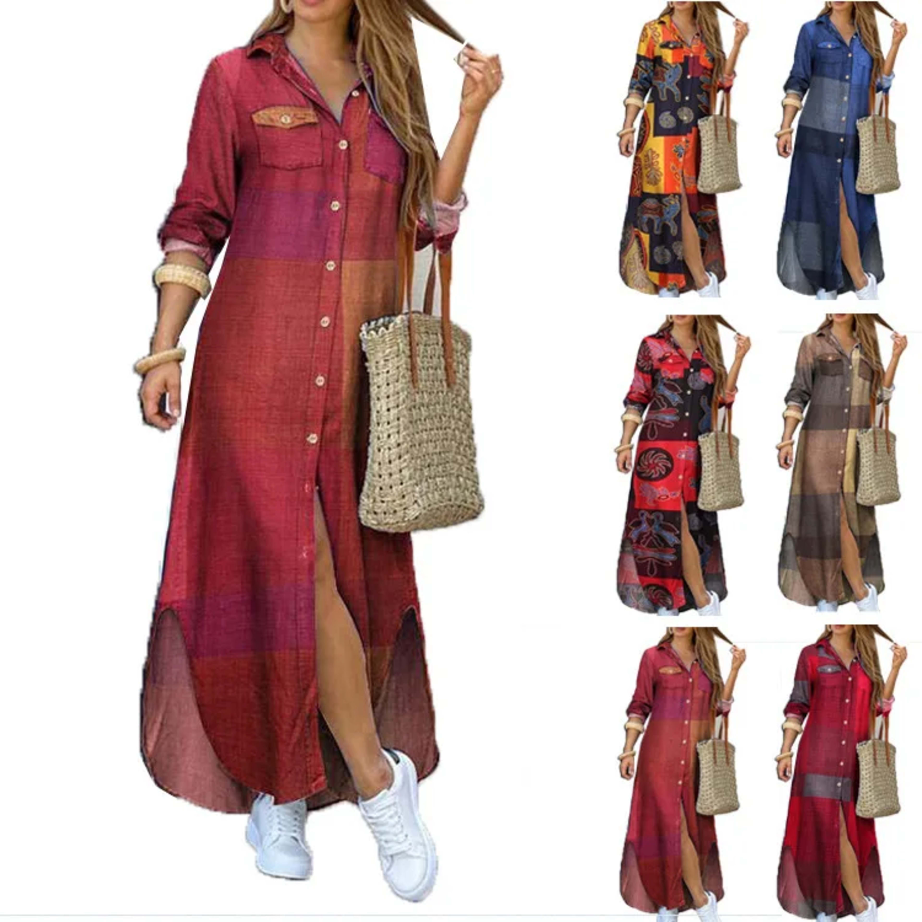 Women Dresses 2026 new fashion sexy single-breasted long dress loose lapel spring autumn women's clothing vestidoes 1