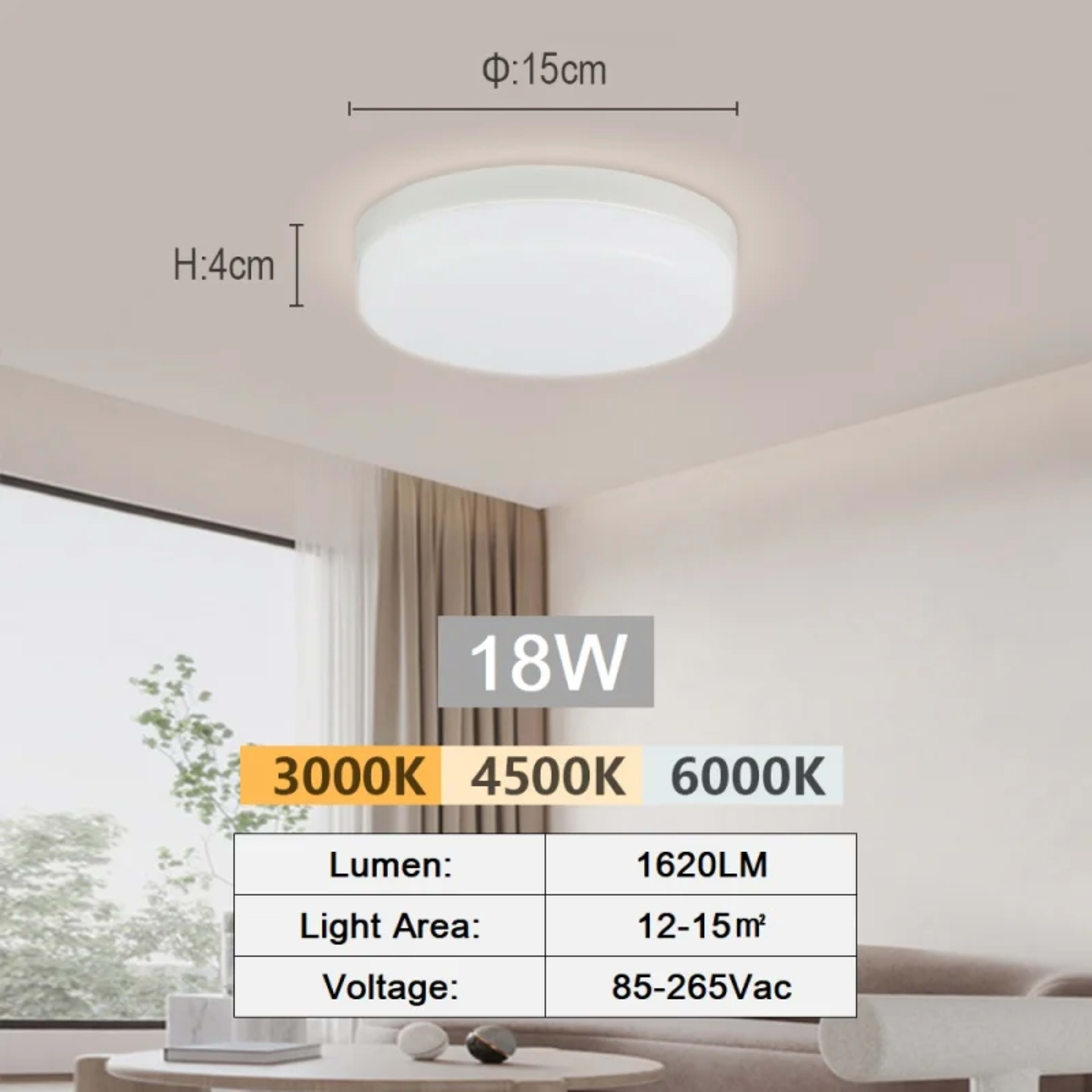 LED Ceiling Lamp 18-48W Flush Mount Fixture 3000K-6000K Daylight Modern Home Lighting for Bedroom  Living Room  Kitchen  11