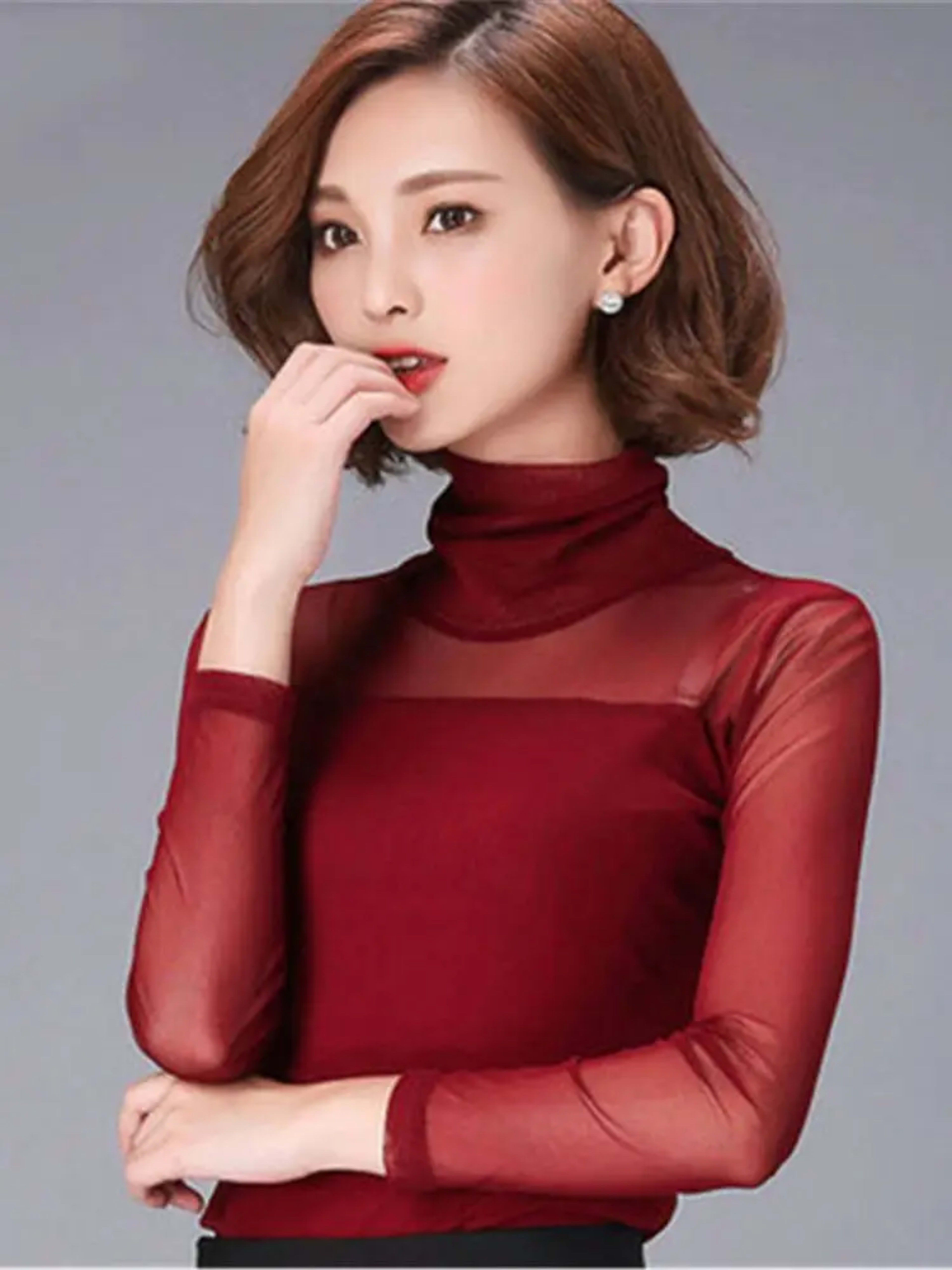 Blusas 2022 Autumn Winter Lace Blouse Fashion Crochet Lace Tops Long Sleeve Shirt Women Blouses Red Black Blue White Bas 13