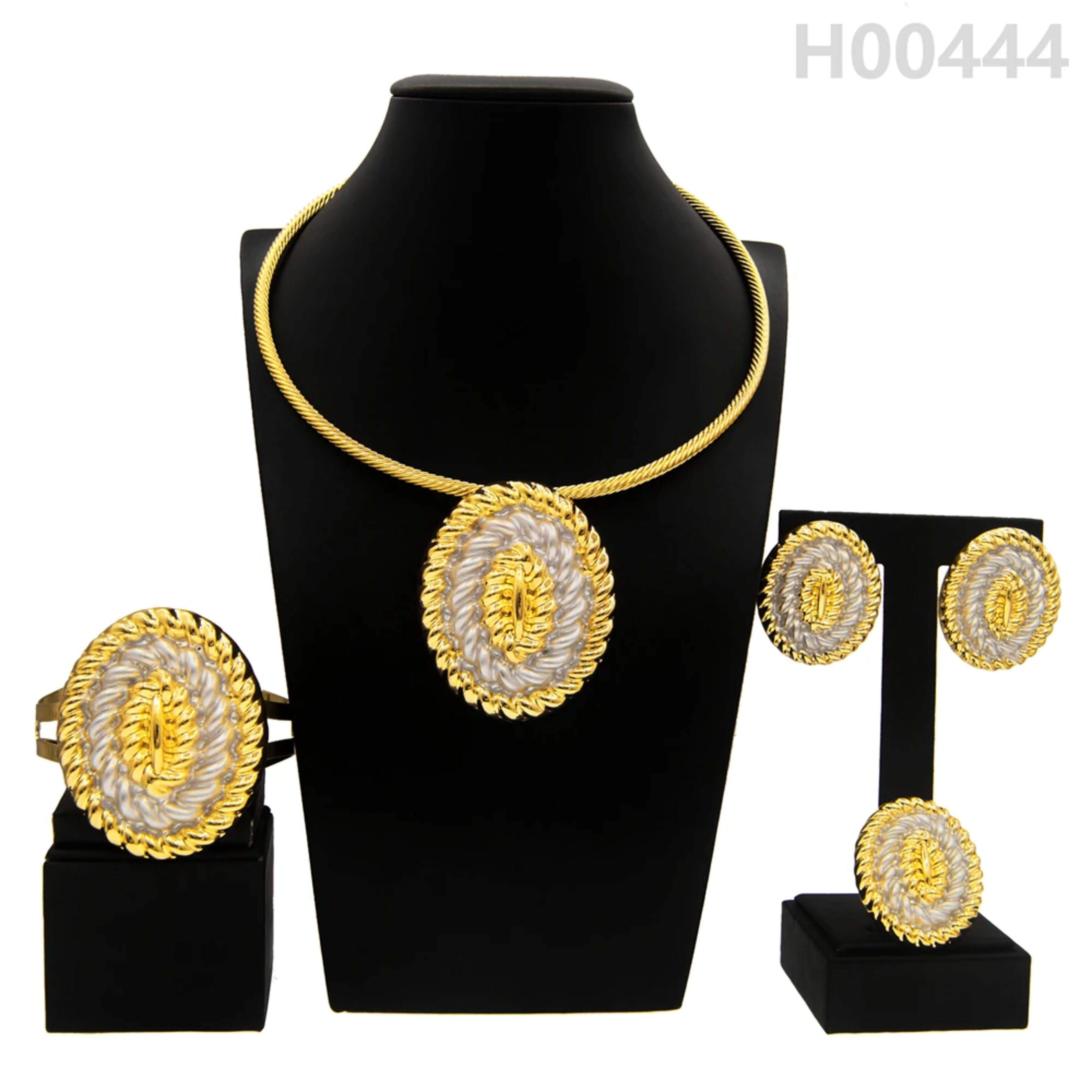 Jewelry Sets For Women Pendant Necklace Gold Plated Silver Simple Fashion Design Big Earring Bracelet Ring Sets Exquisit