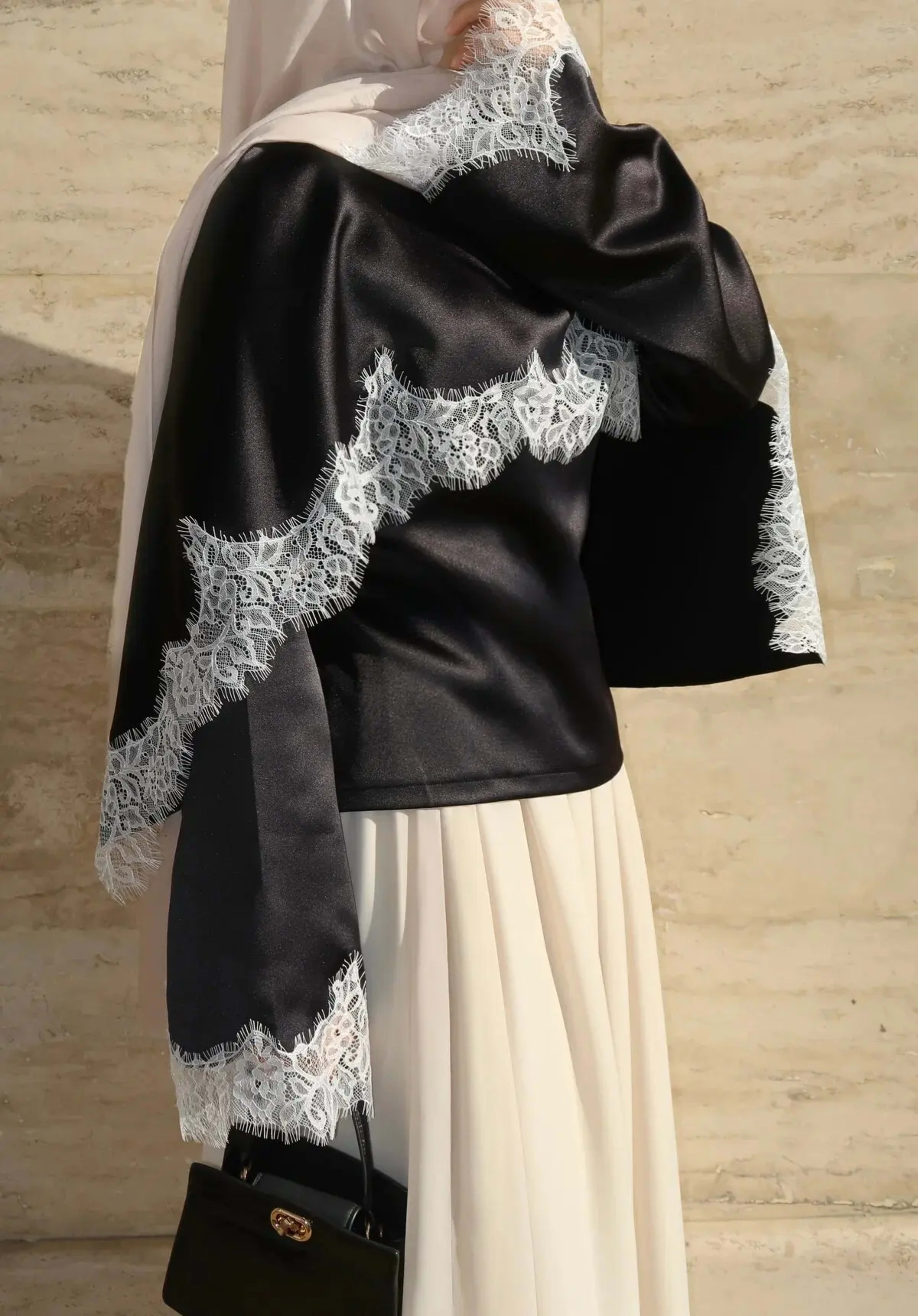 Women Top Blouse Fake Two Pieces Lace Patchwork Eid Muslim T Shirts Round Collar Flare Sleeve Dubai Ramadan Blouses Spri 8