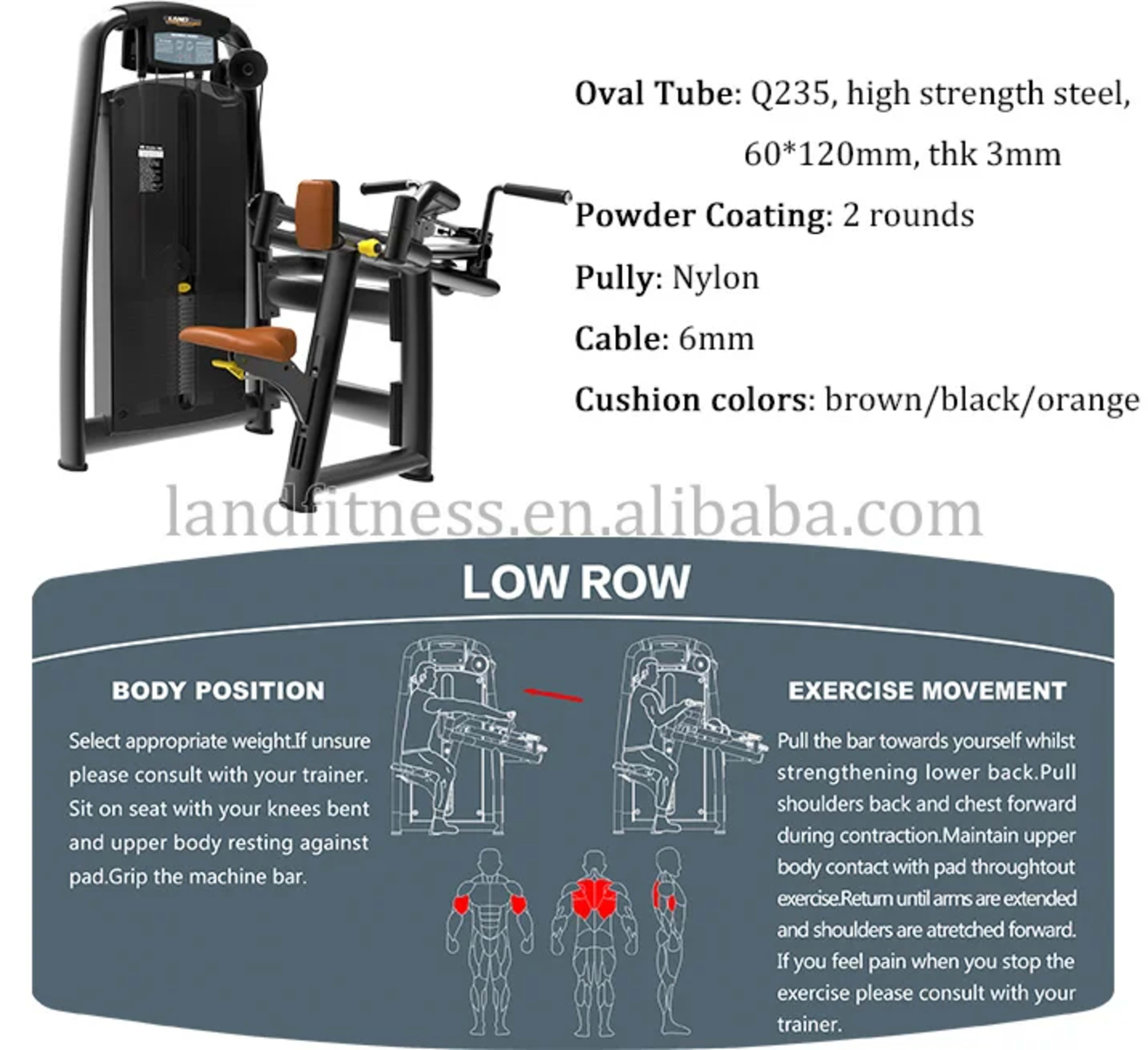 Gym Equipment Wholesale Workout Gym Set Exercise Muscle Rowing Trainer LAND FITNESS 3