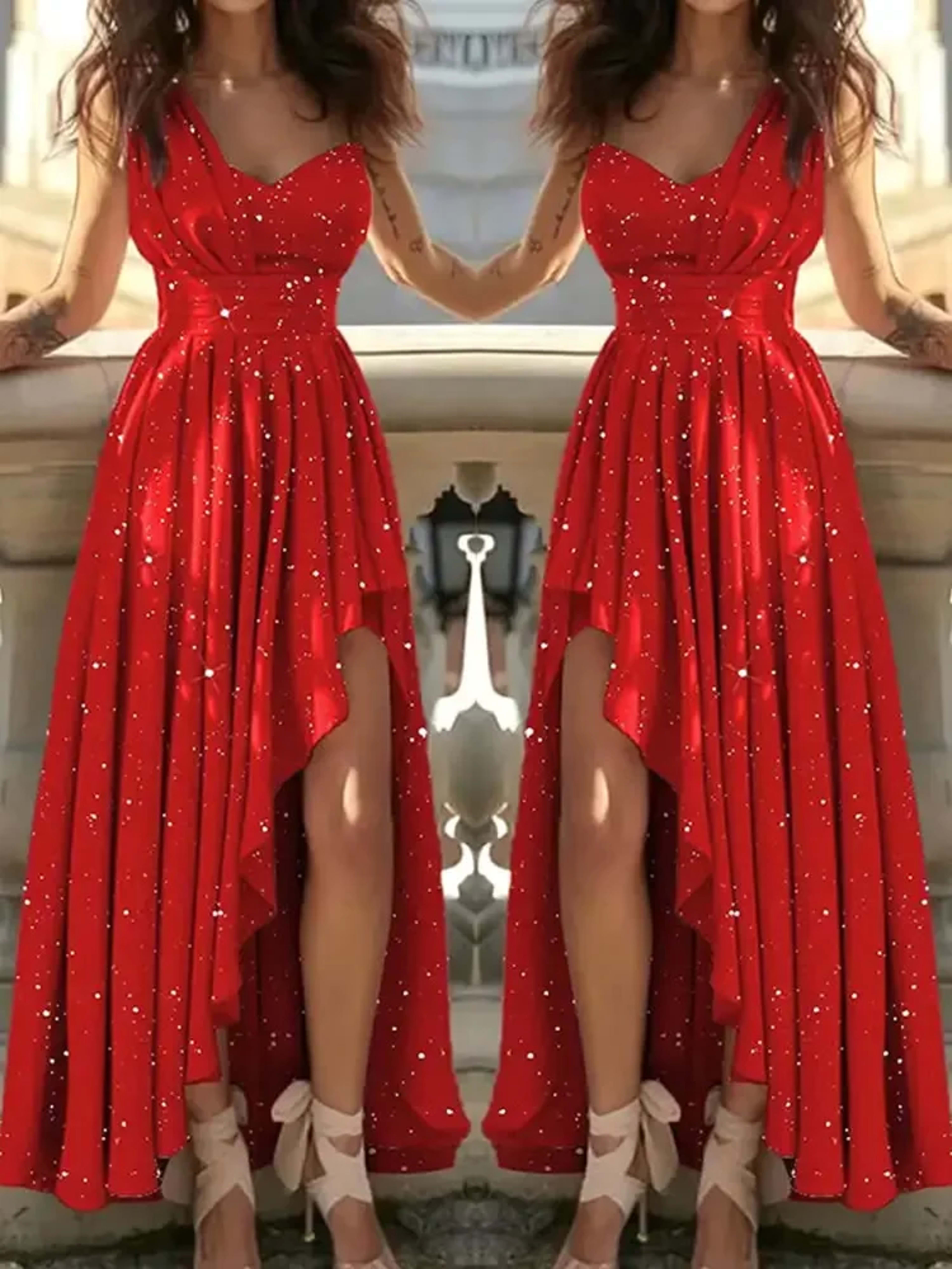 Women Evening Dresses Sexy Elegant Red Cocktail Party Chic Gala Graduation Luxury Formal Occasion Bridesmaid Gown Dress  1