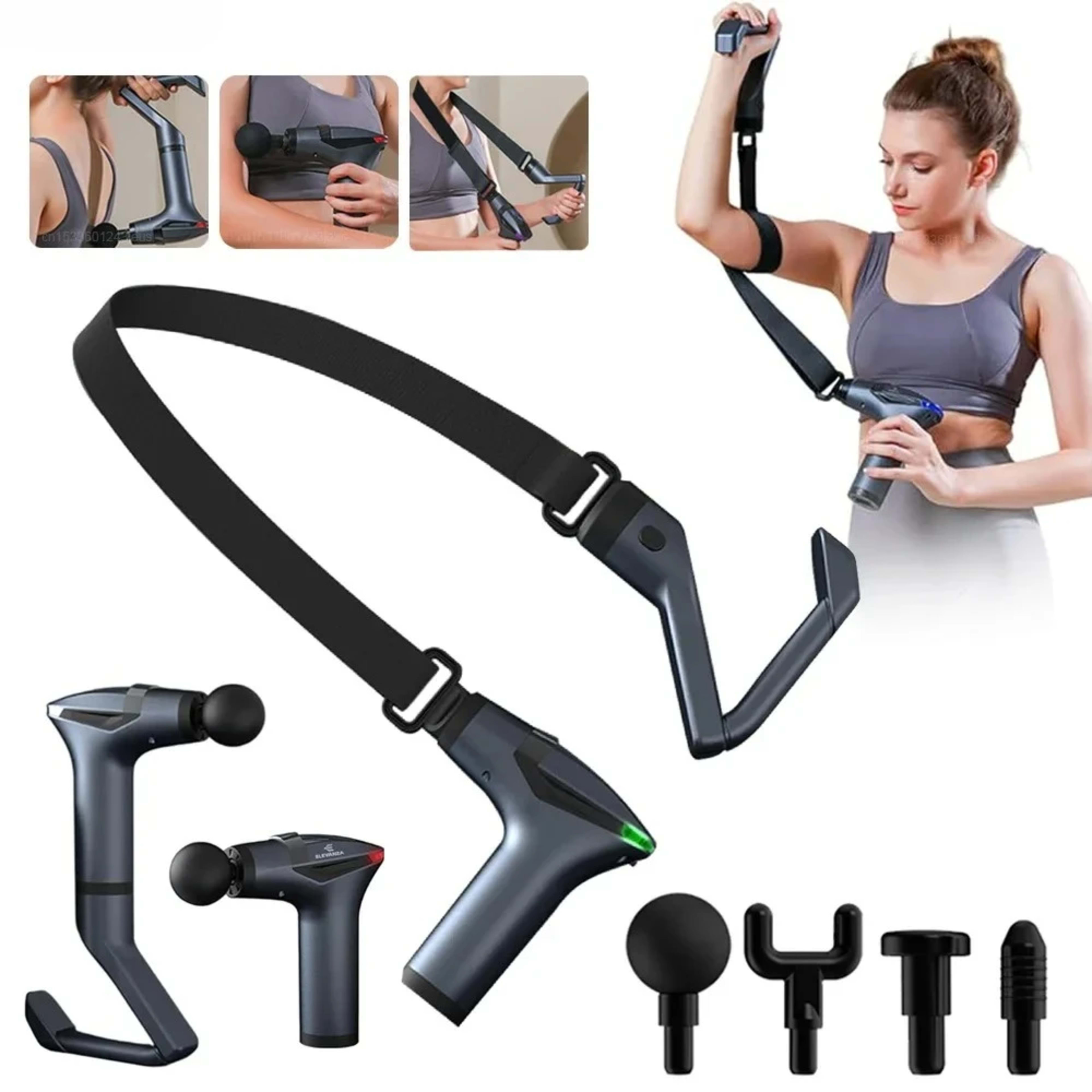 Fascia Massage Gun High Frequency Muscle Massage Gun Professional Body Back Shoulder Neck Waist Massager with Bent Long  1