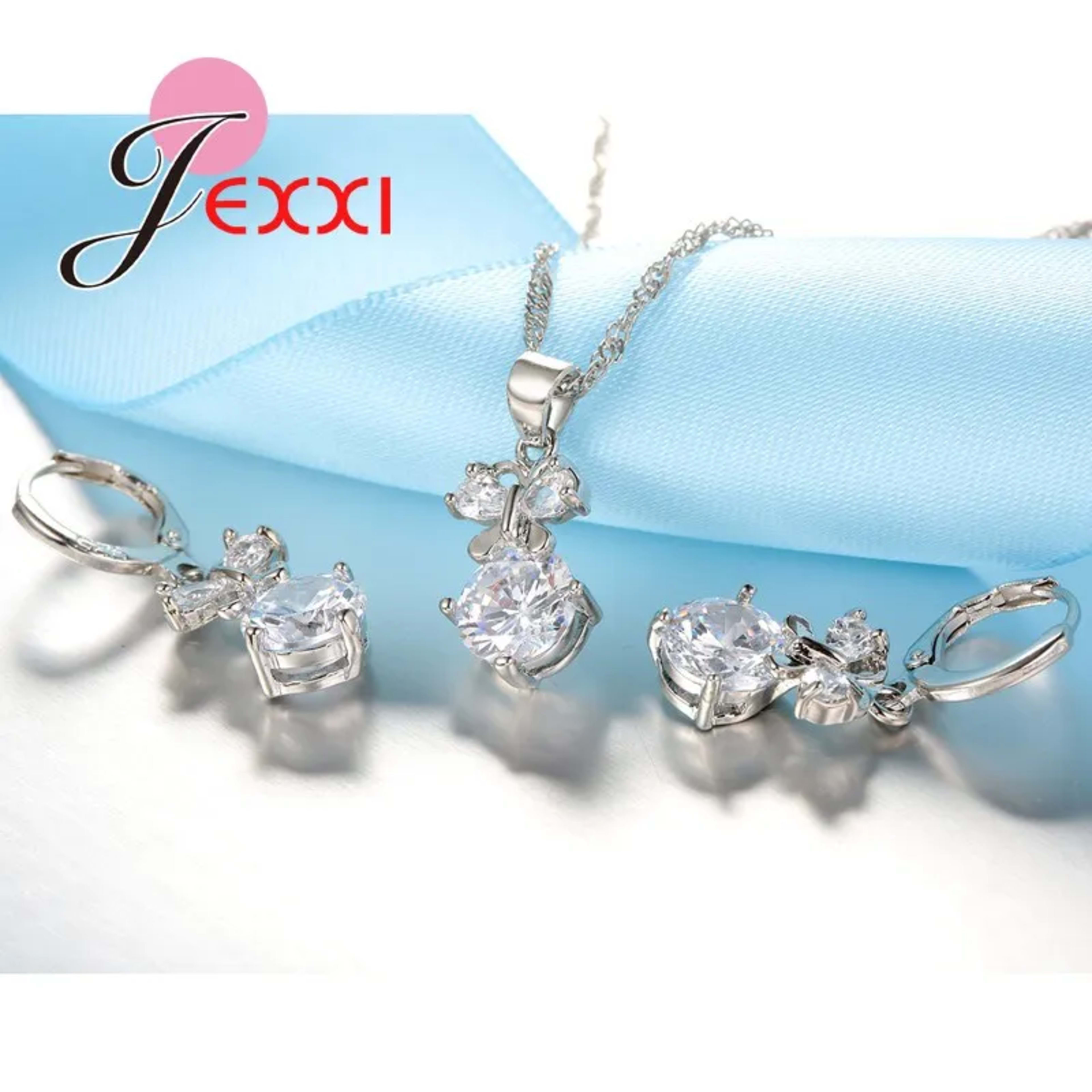 Elegant Women Jewelry Set For Wedding Accessory Pendant Necklaces Earring 925 Sterling Silver Jewellery Sets For Women 3