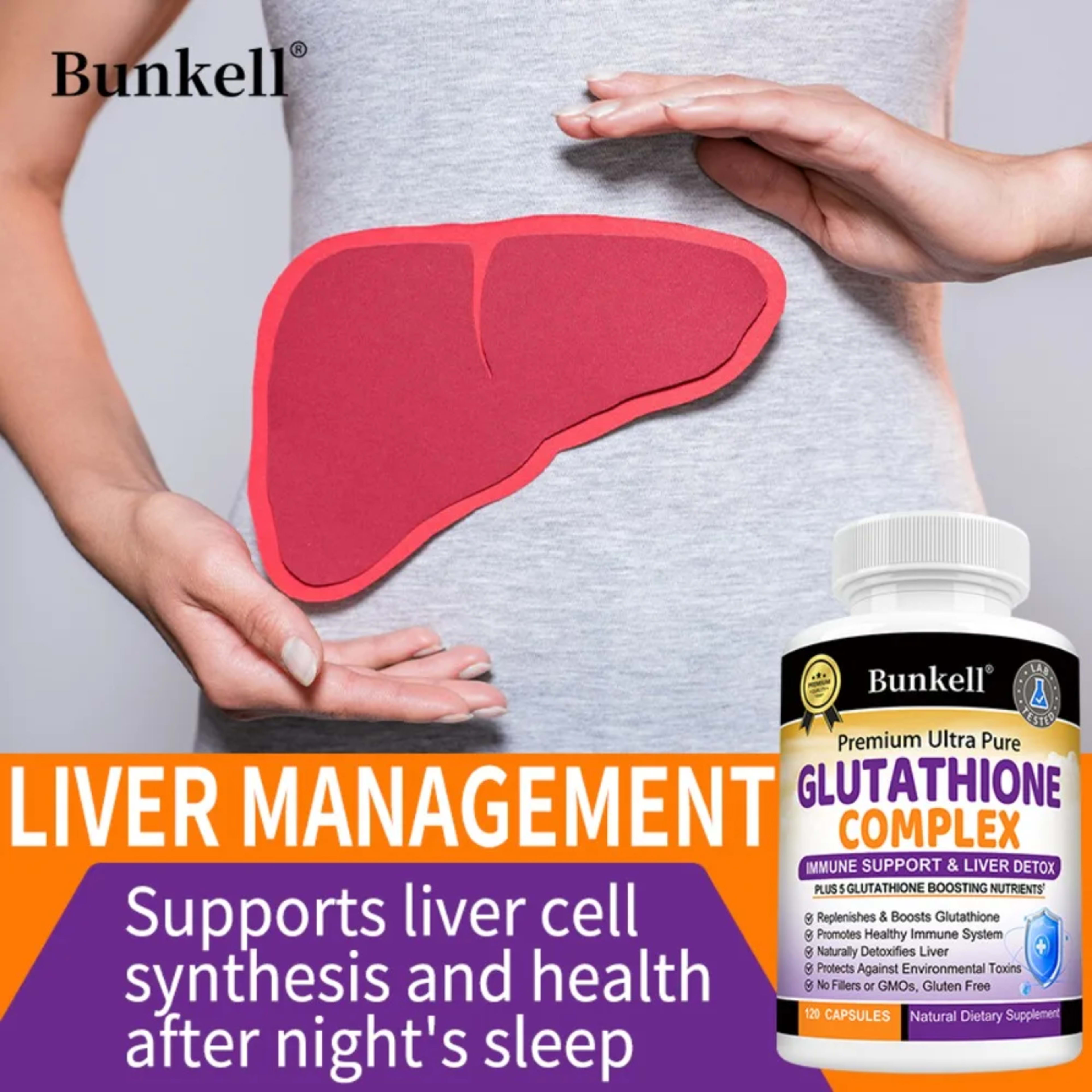 Glutathione Supplement 500mg - Liver Detox with Quercetin, Vitamin C, Milk Thistle, Immune Support, Enhanced Immunity He 6