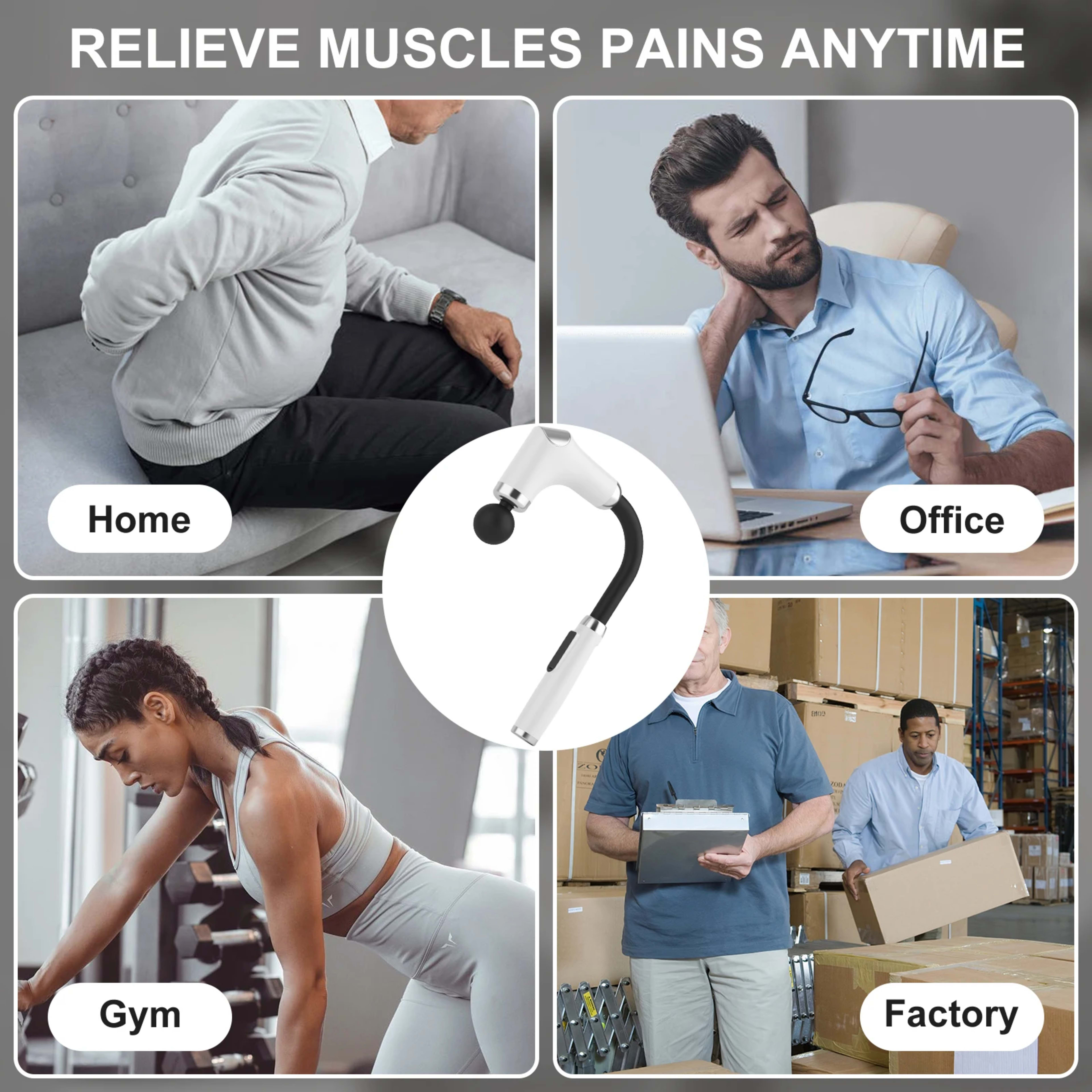 Home Massage Gun With A Long Handle Curved Head Cervical Spine Lumbar Back Legs Multi-functional Fascia Gun For Relaxing 3