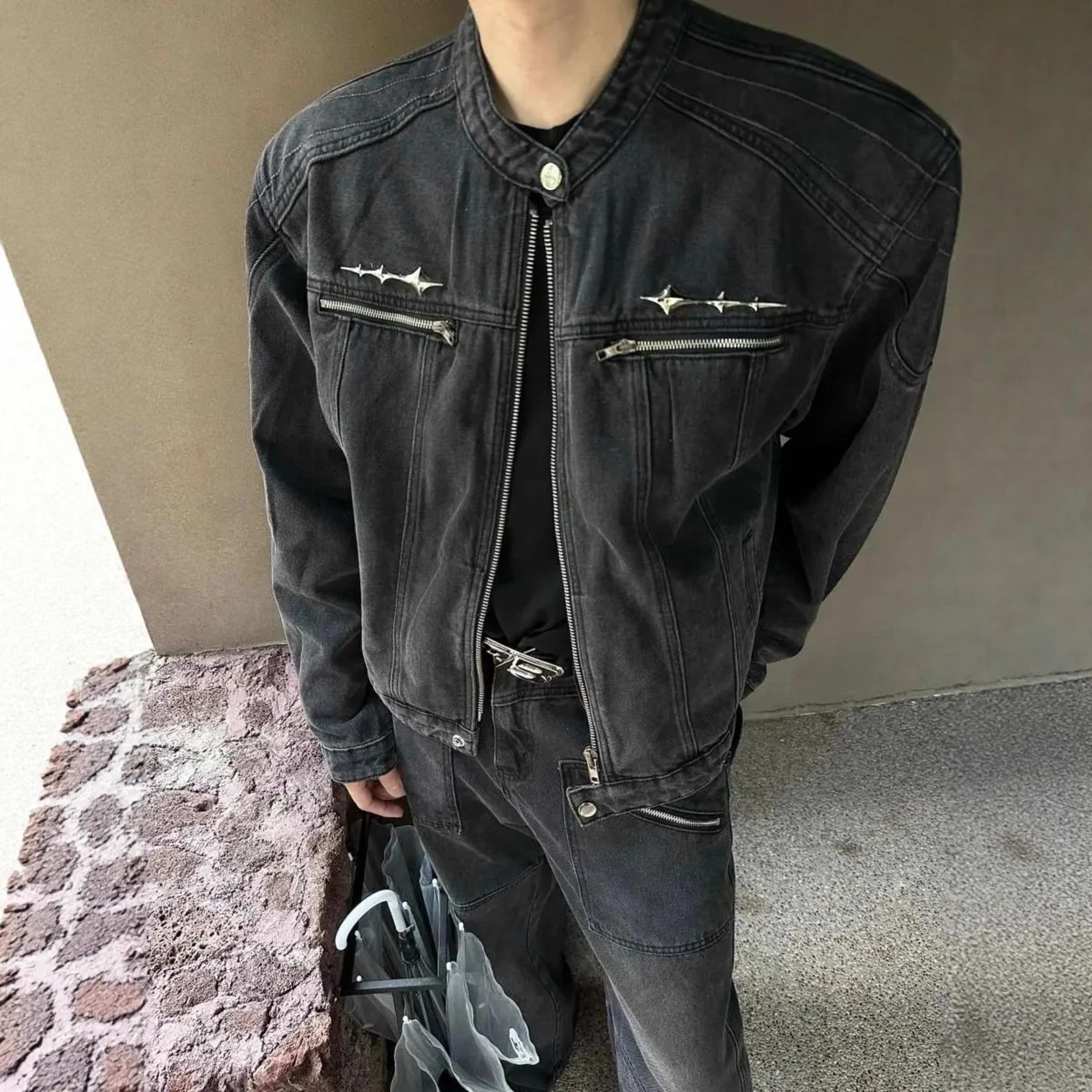 Mens Jacket Man Coat Jeans Collegiate University Academic Campus Education School Student Youth Learning Knowledge Wisdo 1
