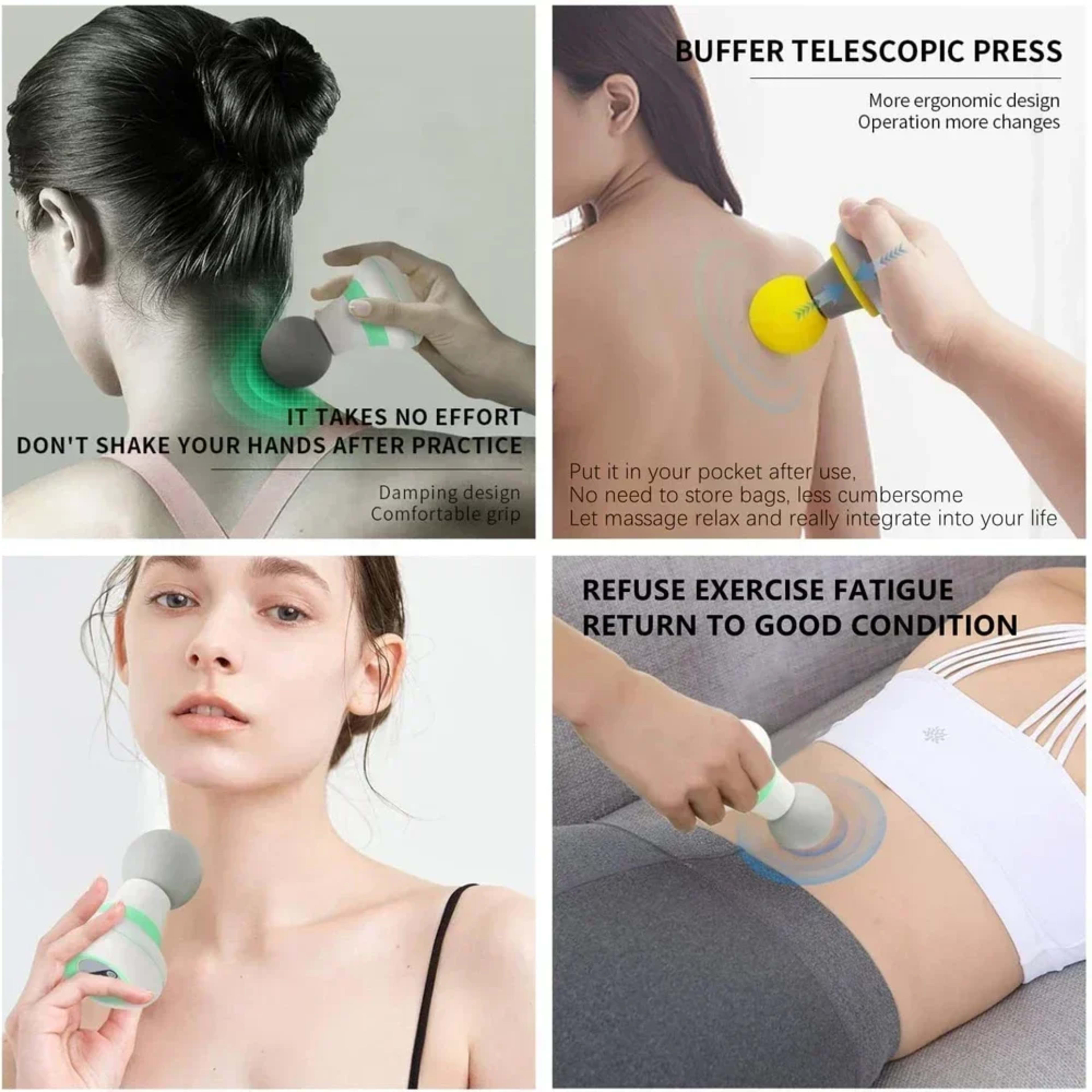 Massage Gun Mini Massager Gun 35DB Ultra Quiet Portable Electric Handheld Body Massager Type-C Charging 6