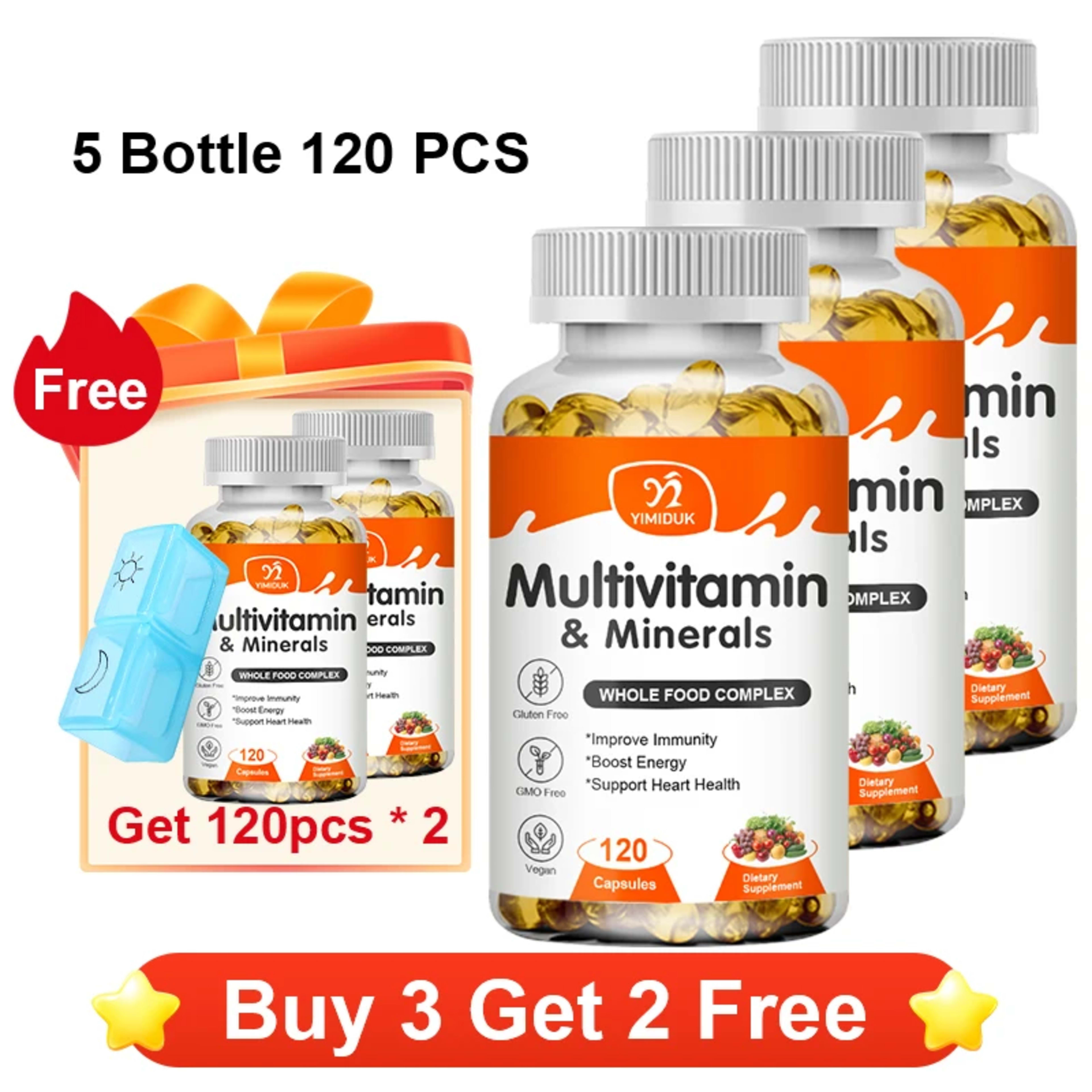 Multivitamin & Minerals Supplement,with Probiotics, Supports Digestive Health, Immunity, Heart Function, Energy & Antiox 8