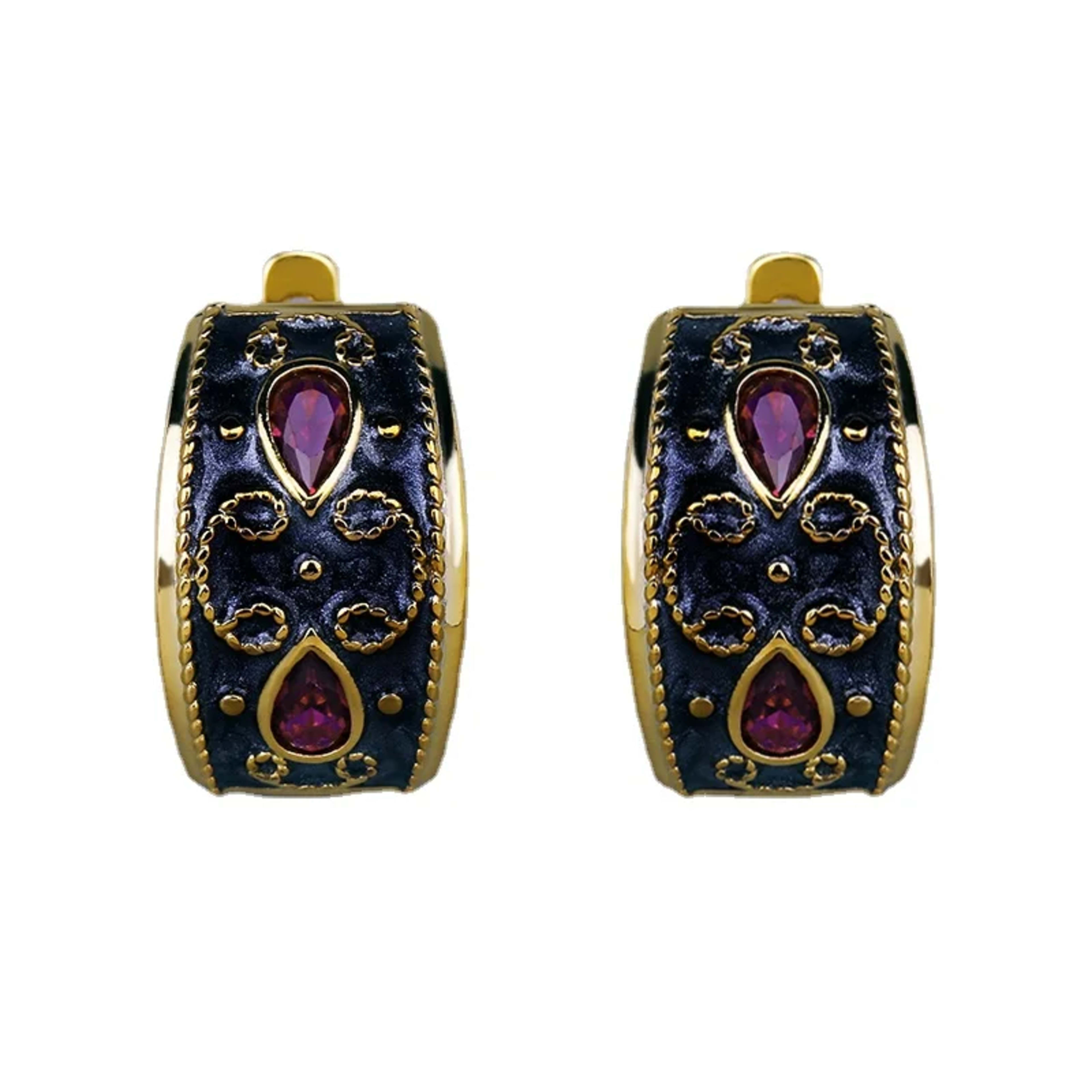 Fashion Jewelry Set for Women Pear Lab Created Ruby Gold Plated Earrings Ring Luxury Wedding Fine Jewelry Earring Set 2