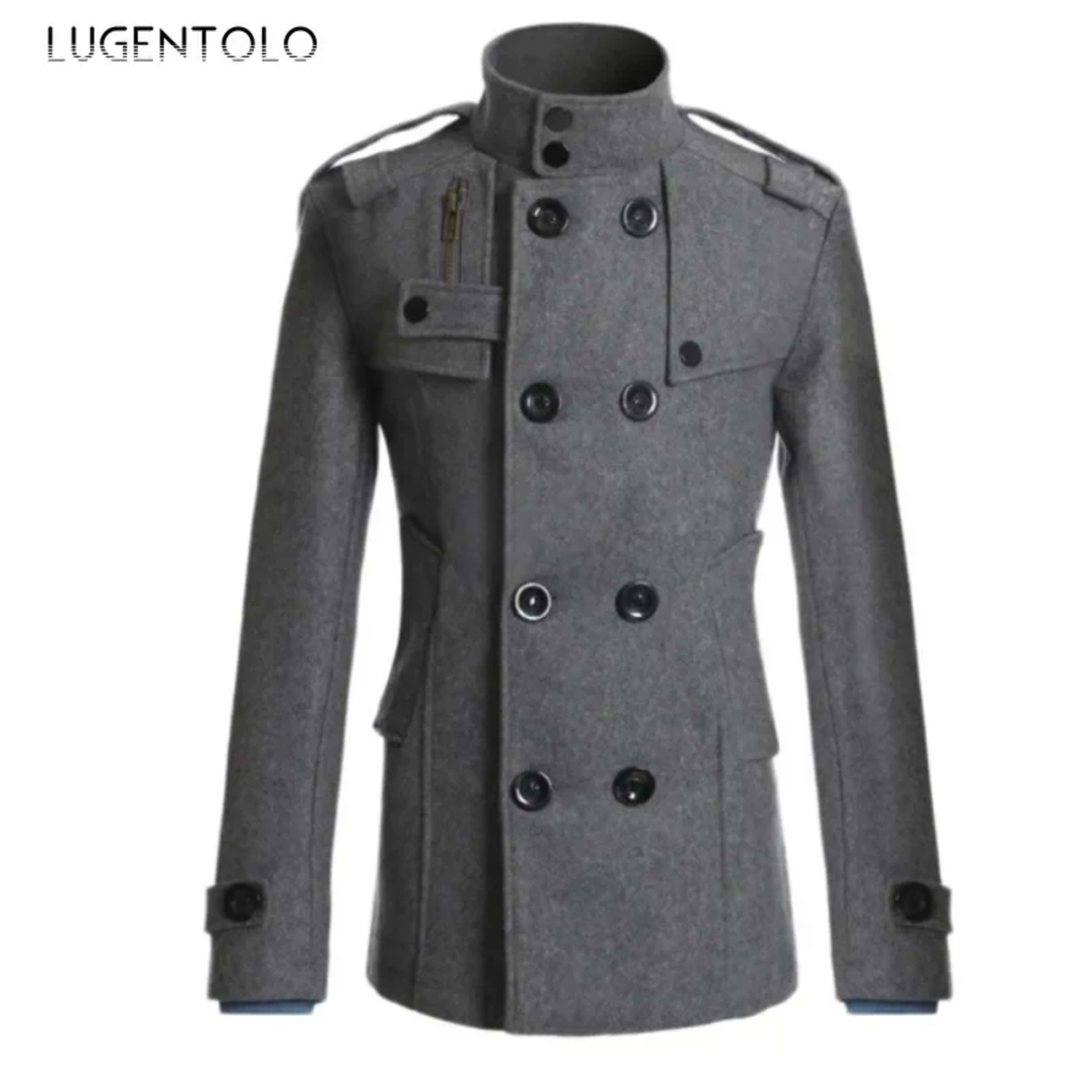 Men Casual Jacket Fall-Winter Outdoor Warm Windbreaker Fashion Lapel Double Breasted Gentleman Coat Daily Versatile Clot 1
