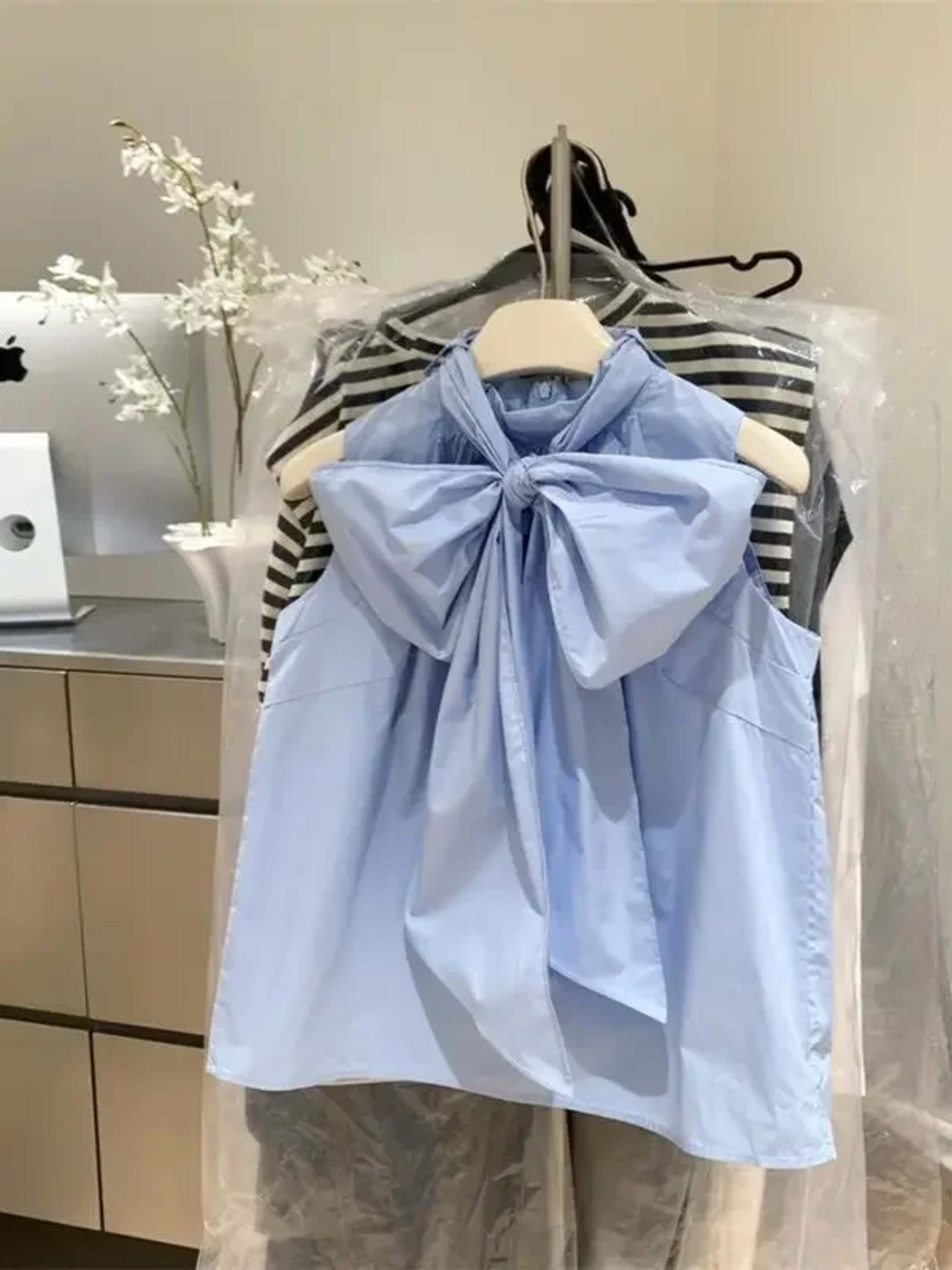 White Blouse For Women 2026 Blusas Mujer Bandage Bow Sleeveless Loose Shirts Fashion Sweet Summer Blouses Tops Female
