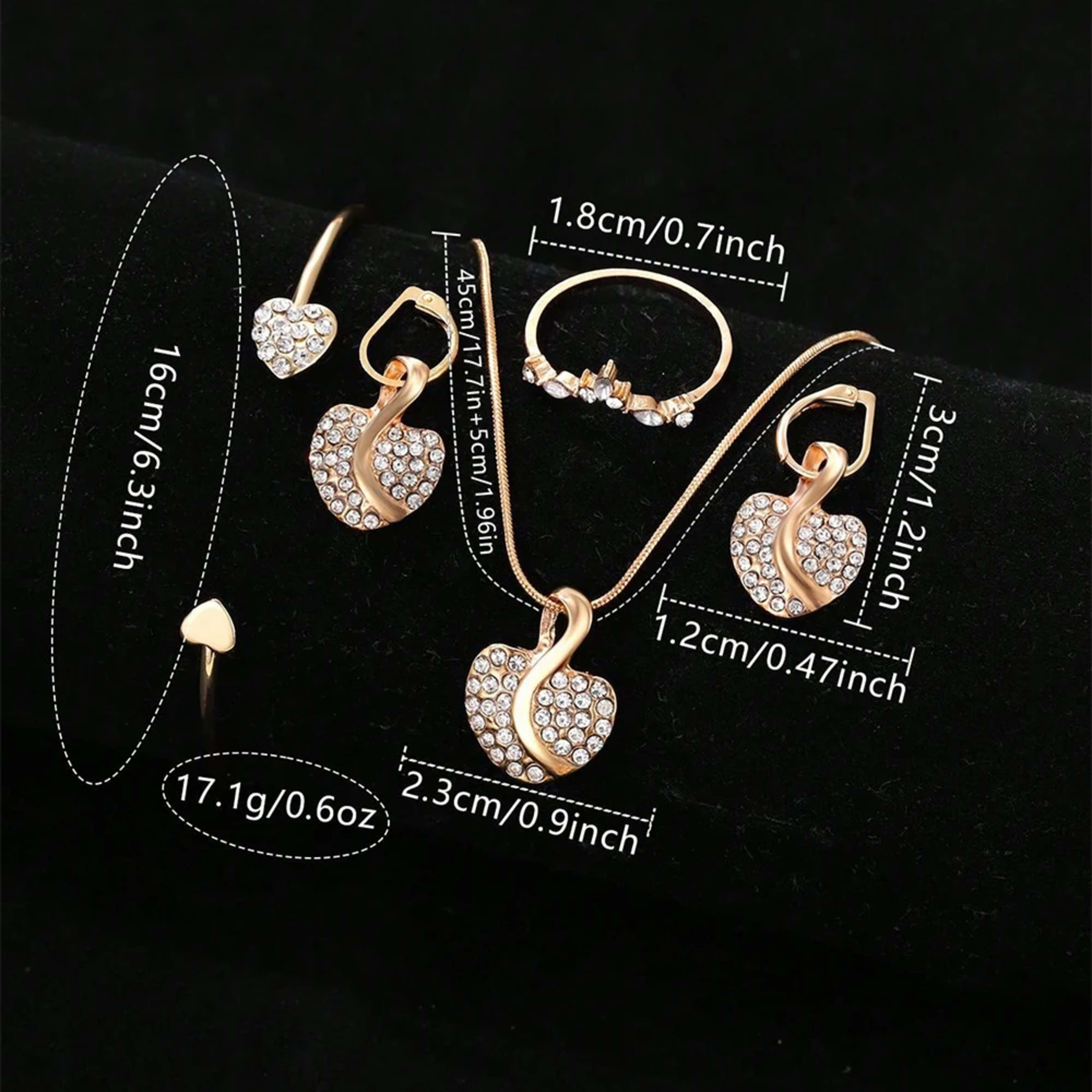 Women's Quartz Watch Gold Luxury Women Ring Necklace Earring Rhinestone Fashion Wristwatch Casual Ladies Watches Jewelry 6