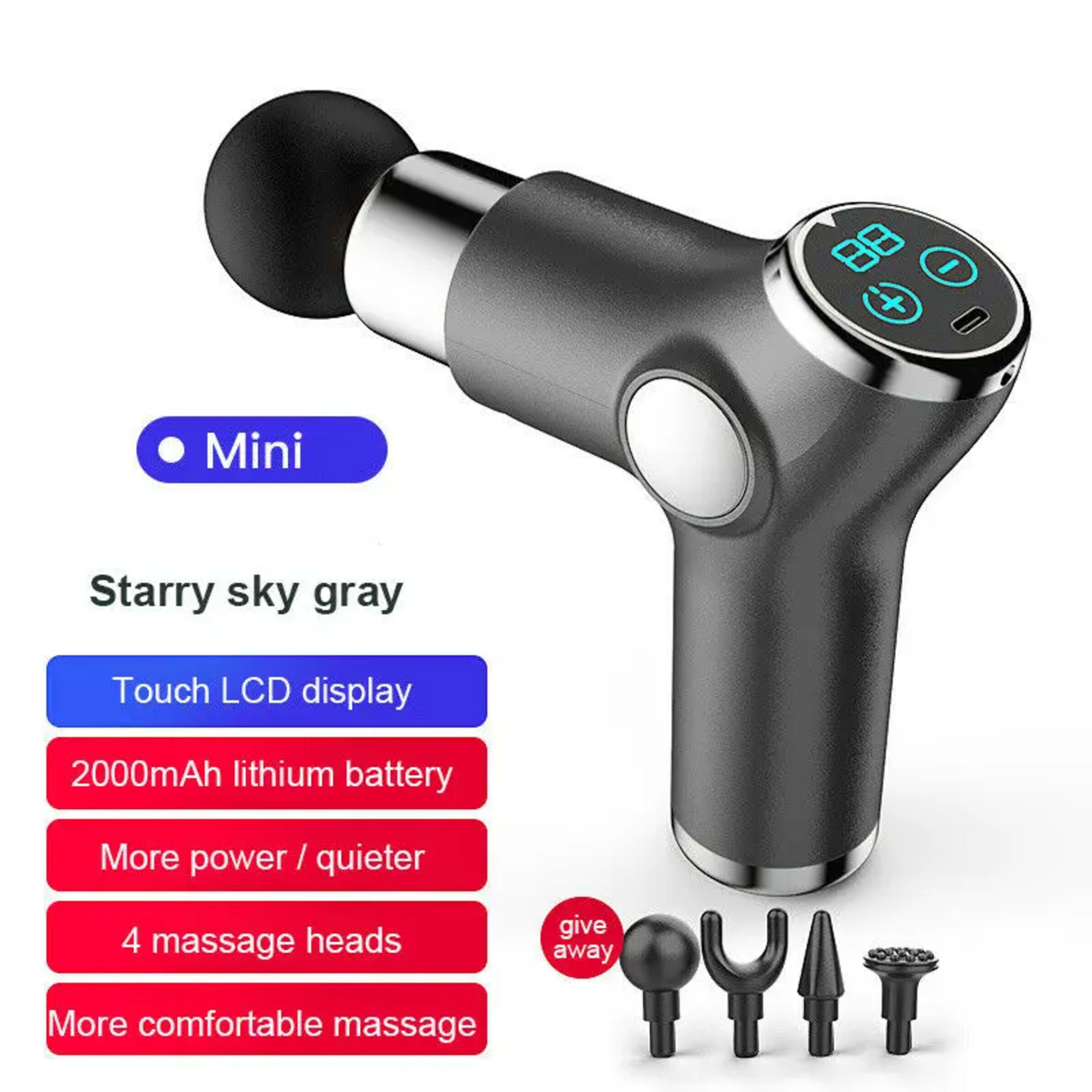 Massage Gun Deep Tissue Percussion Muscle Massager Fascial Gun For Pain Relief Body Neck Vibrator Fitness перкуссионный  11