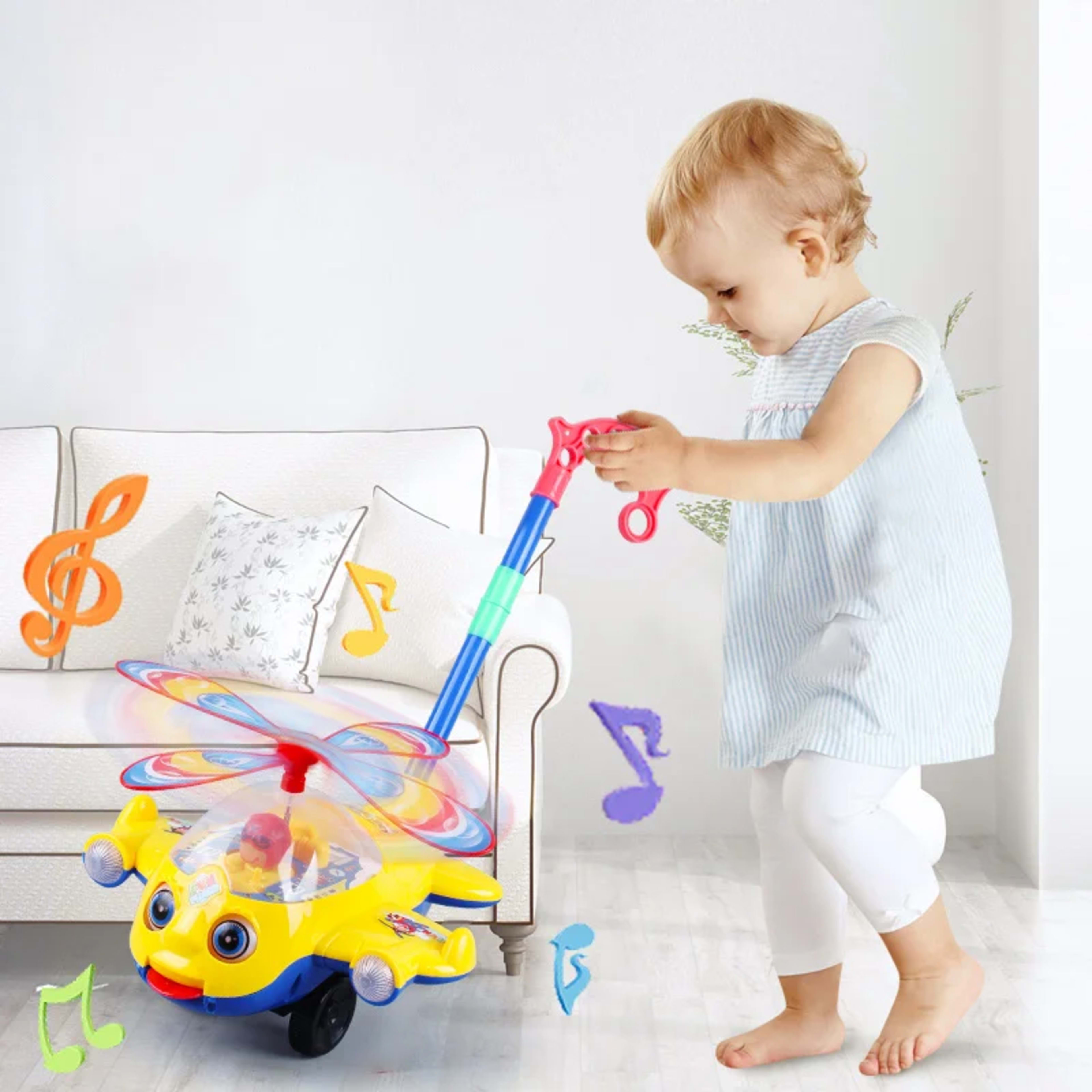 Baby Walker Toy Hand Push Toddler Toy Plane Car Toy Push Along Walking Toy for Kids Children Boys Girls Outdoor 4