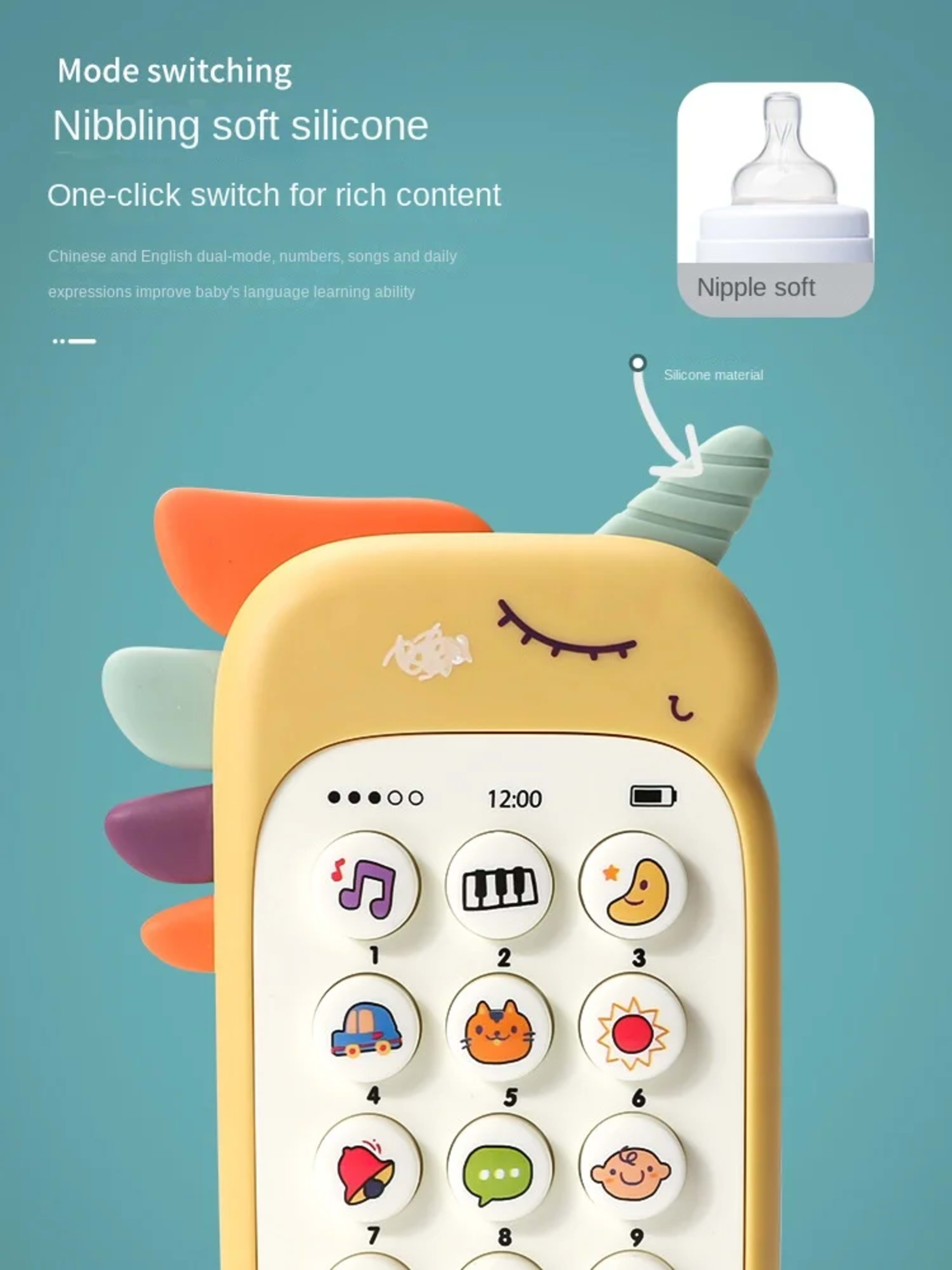 Baby Phone Toy Music Sound Telephone Sleeping Toys With Teether Simulation Phone Kids Infant Early Educational Toy Kids  4